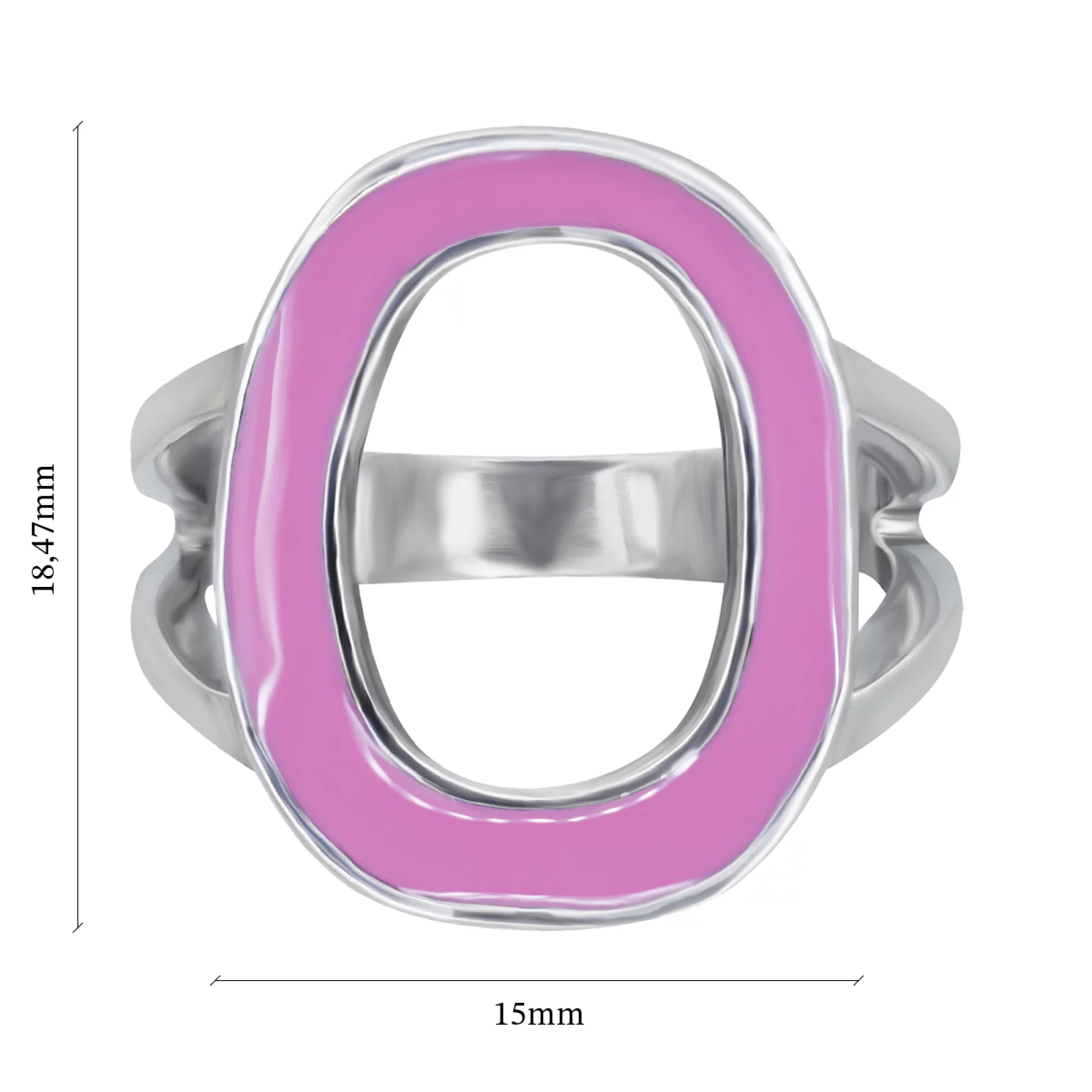 Кольцо серебряное с цветной эмалью - 907518 – изображение 3