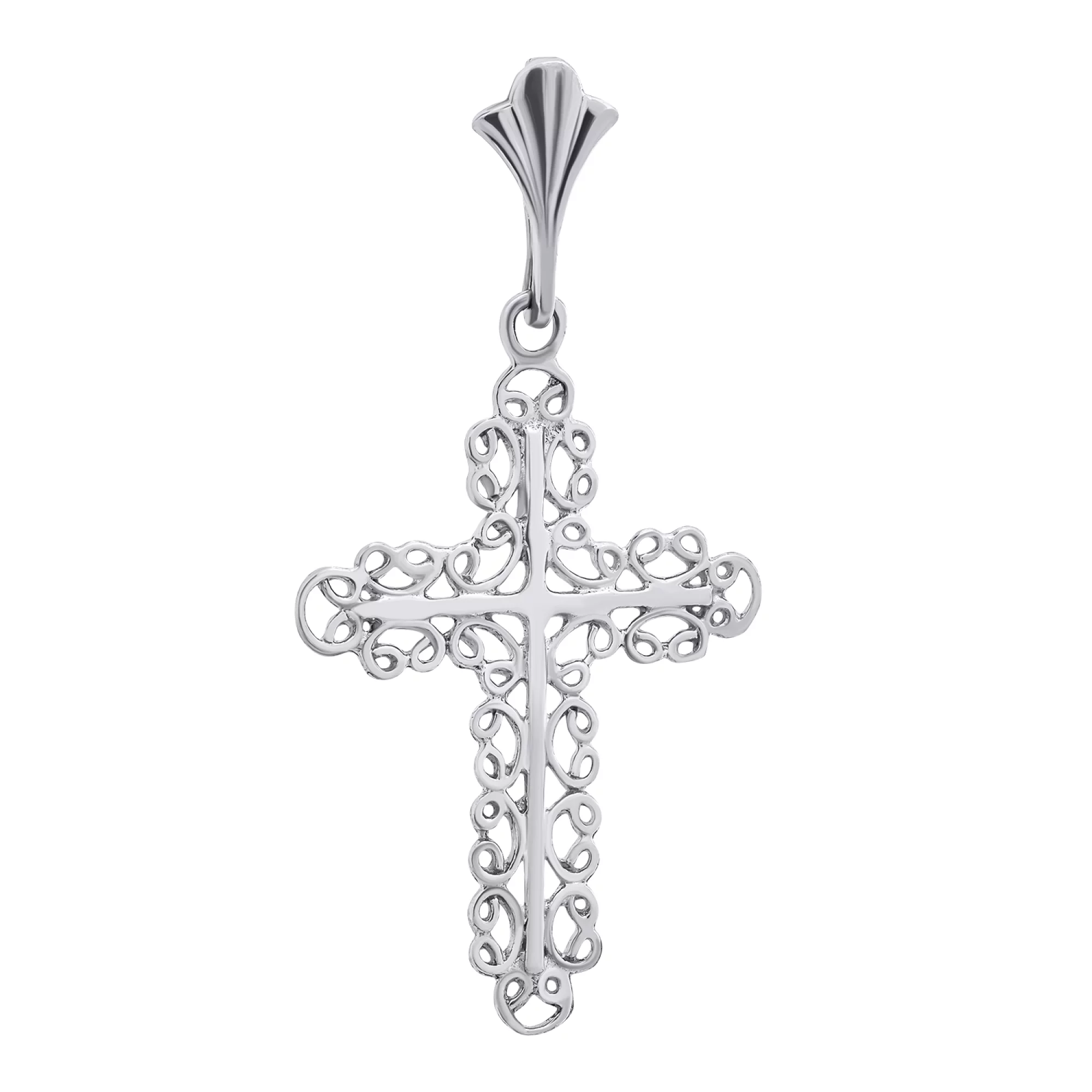 Хрестик візерунковий зі срібла - 1349865 – зображення 1
