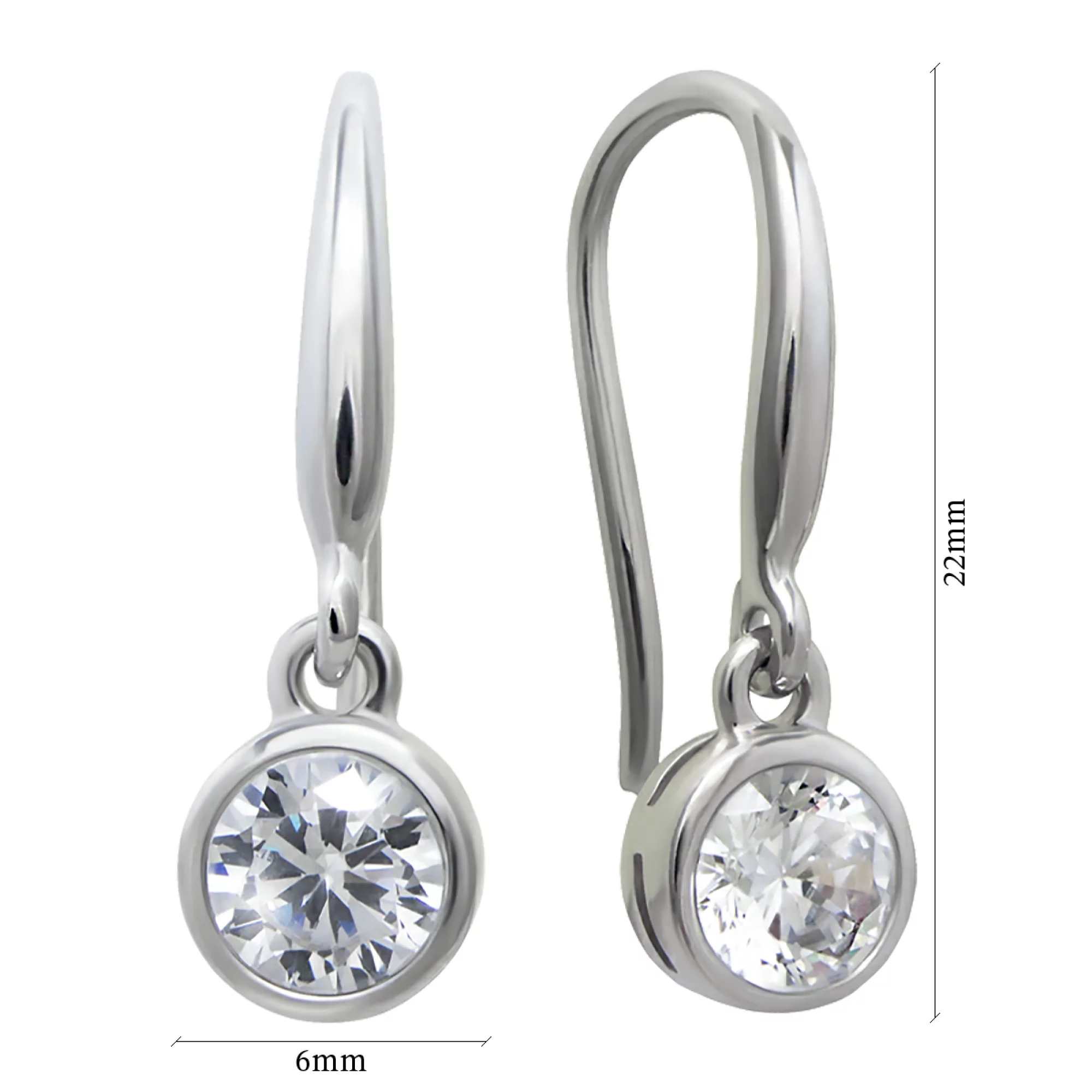 Серебряные серьги с цирконием - 406951 – изображение 2