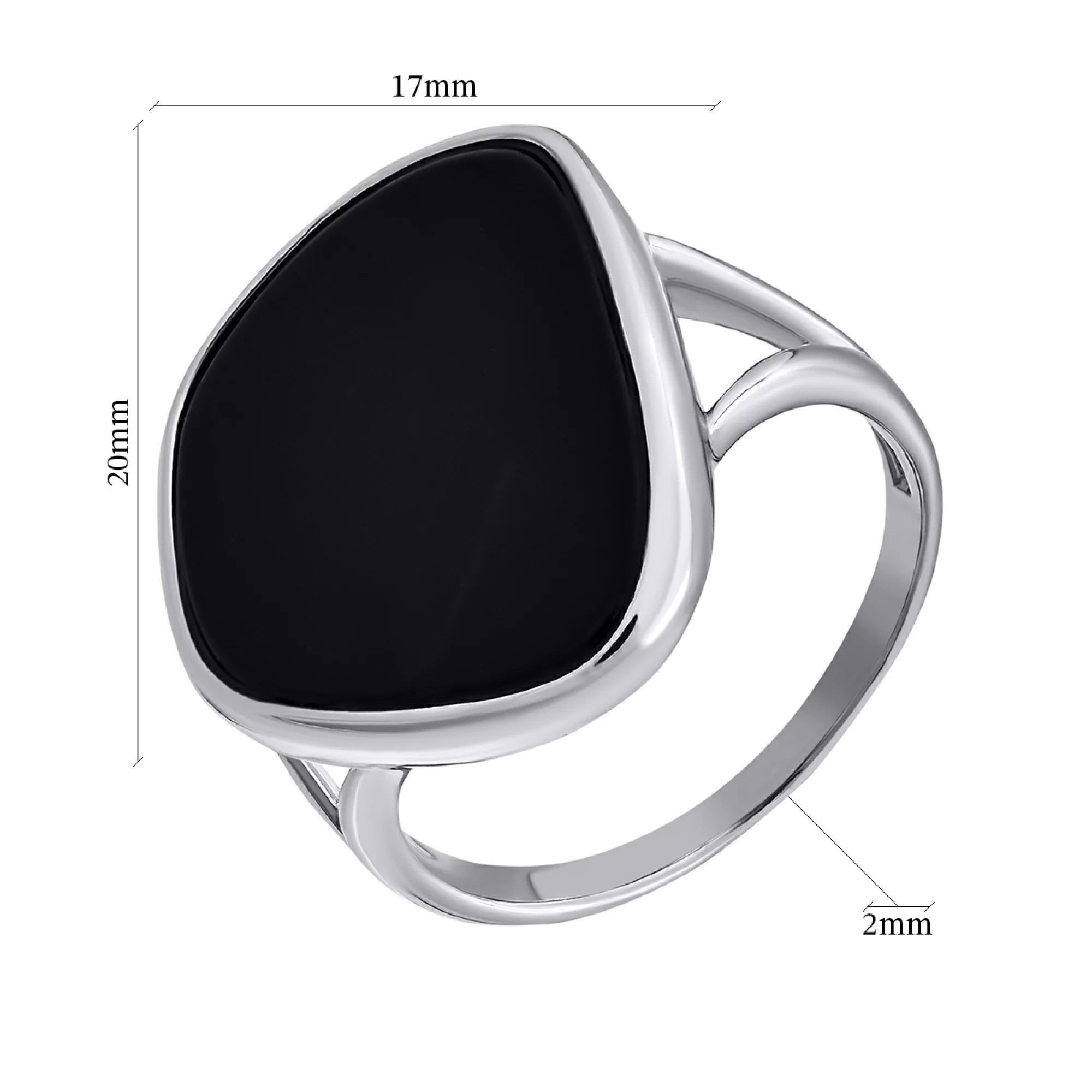 Кольцо серебряное с ониксом - 1269085 – изображение 2
