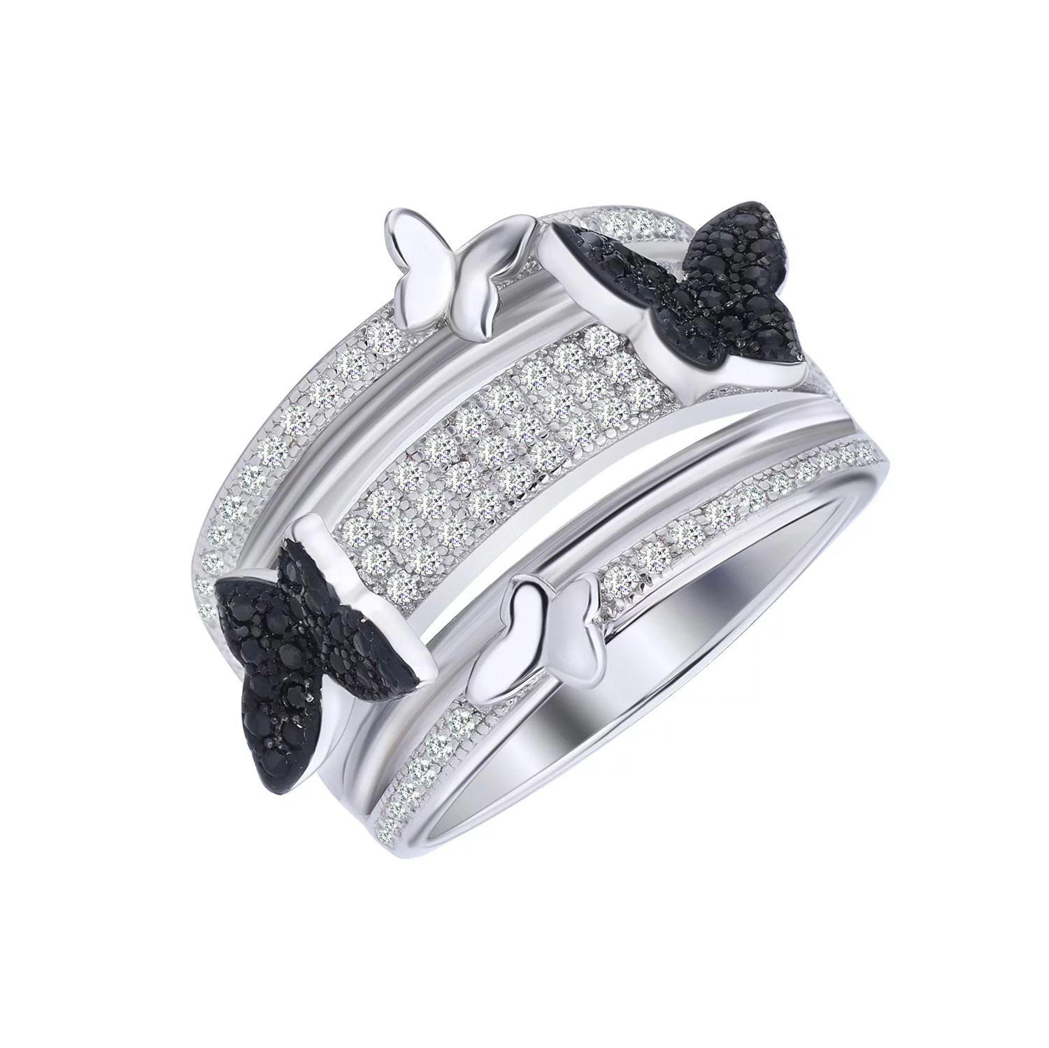 Серебряное кольцо с фианитами Бабочки. Артикул 7501/КК2ФО/1125: цена, отзывы, фото – купить в интернет-магазине AURUM