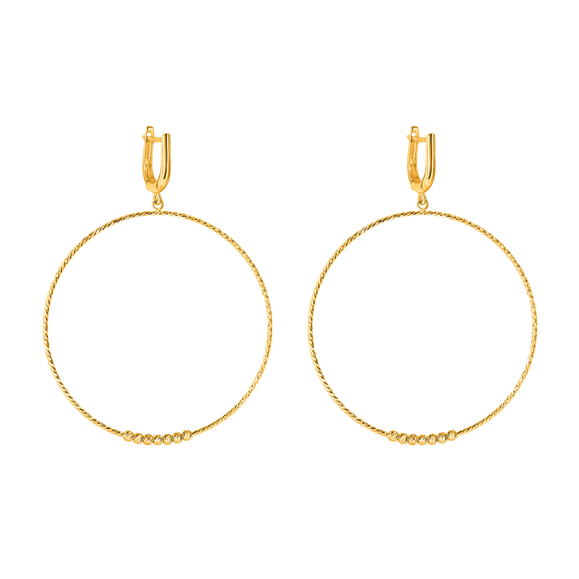 Сережки из лимонного золота с подвесами с алмазной гранью - 962981 – изображение 1