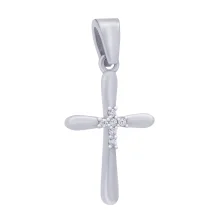 Декоративный серебряный крестик с фианитами - 1684799