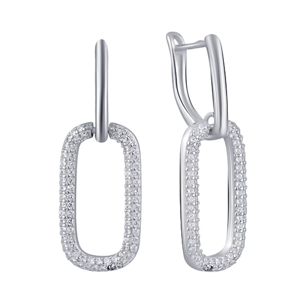 Сережки серебряные с подвесками и фианитами. Артикул 7502/2130307: цена, отзывы, фото – купить в интернет-магазине AURUM