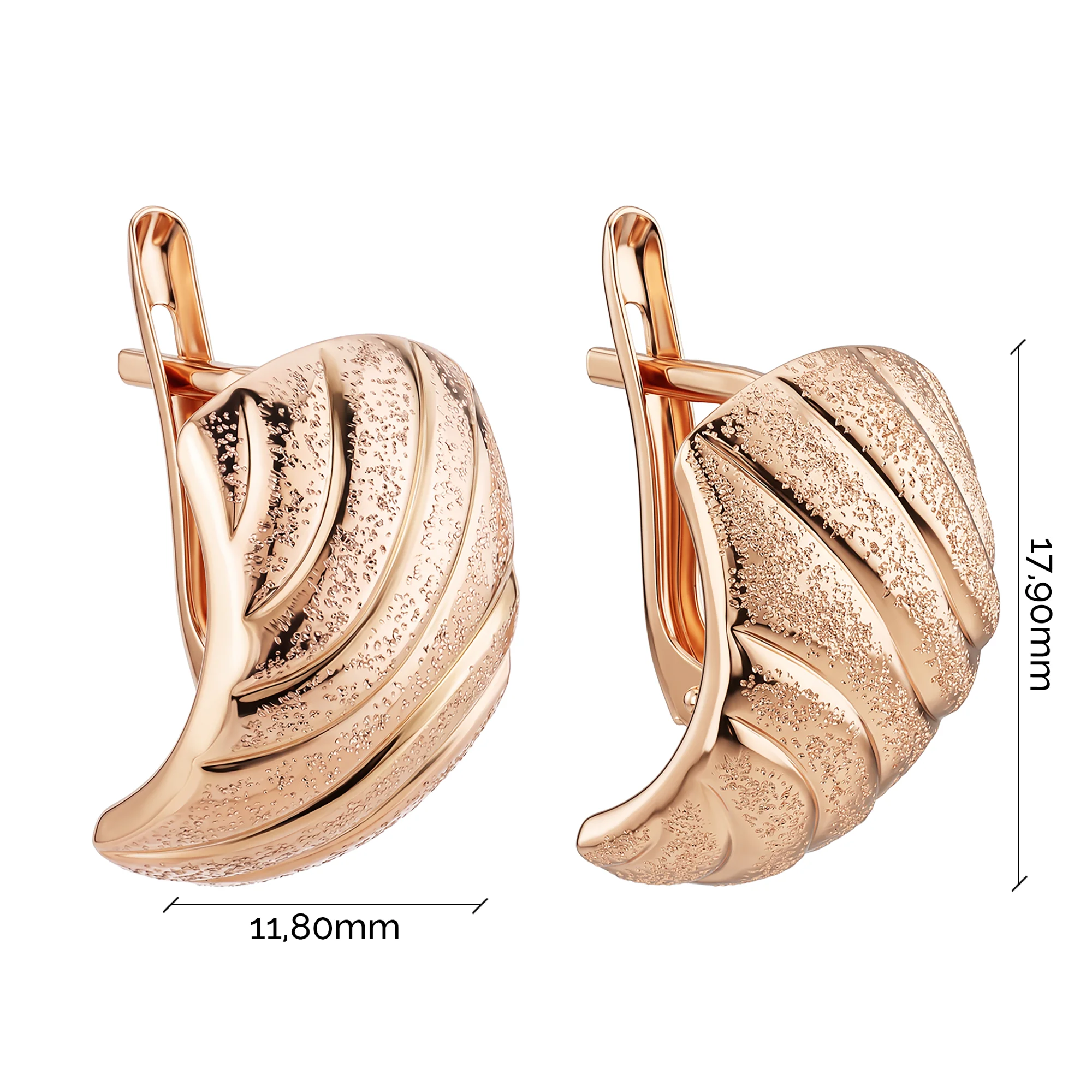 Ребристые серьги из красного золота  - 2246569 - 3