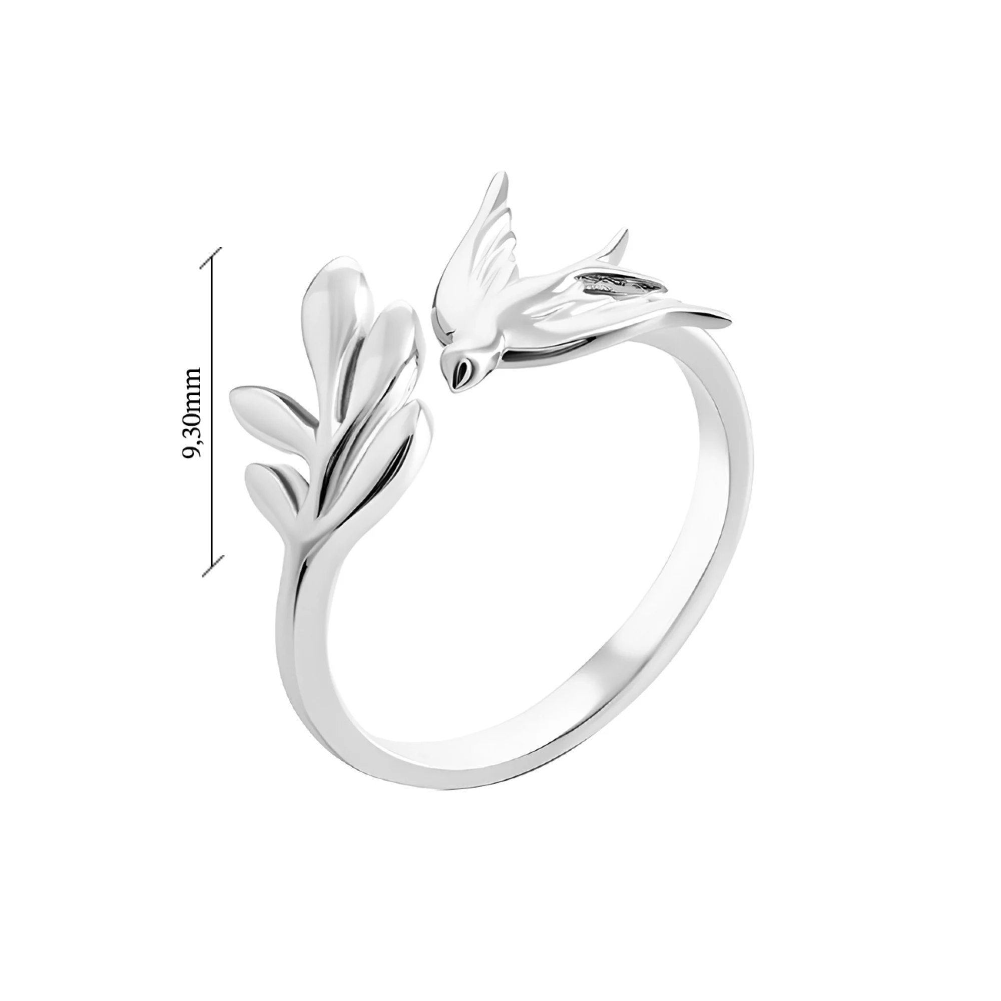 Незамкнутое серебряное кольцо "Ласточка" - 1538826 – изображение 2