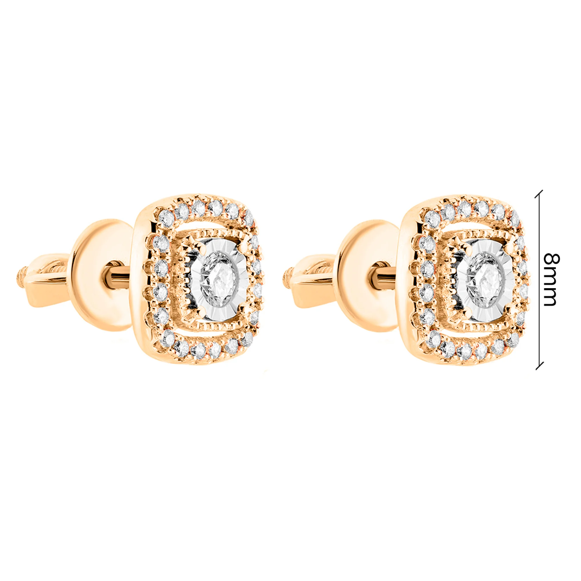 Сережки-гвоздики с бриллиантами в комбинированном золоте - 1778356 - 4