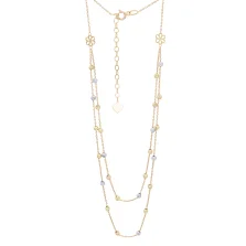 Кольє з комбінованого золота з кульками якірне плетіння - 890874