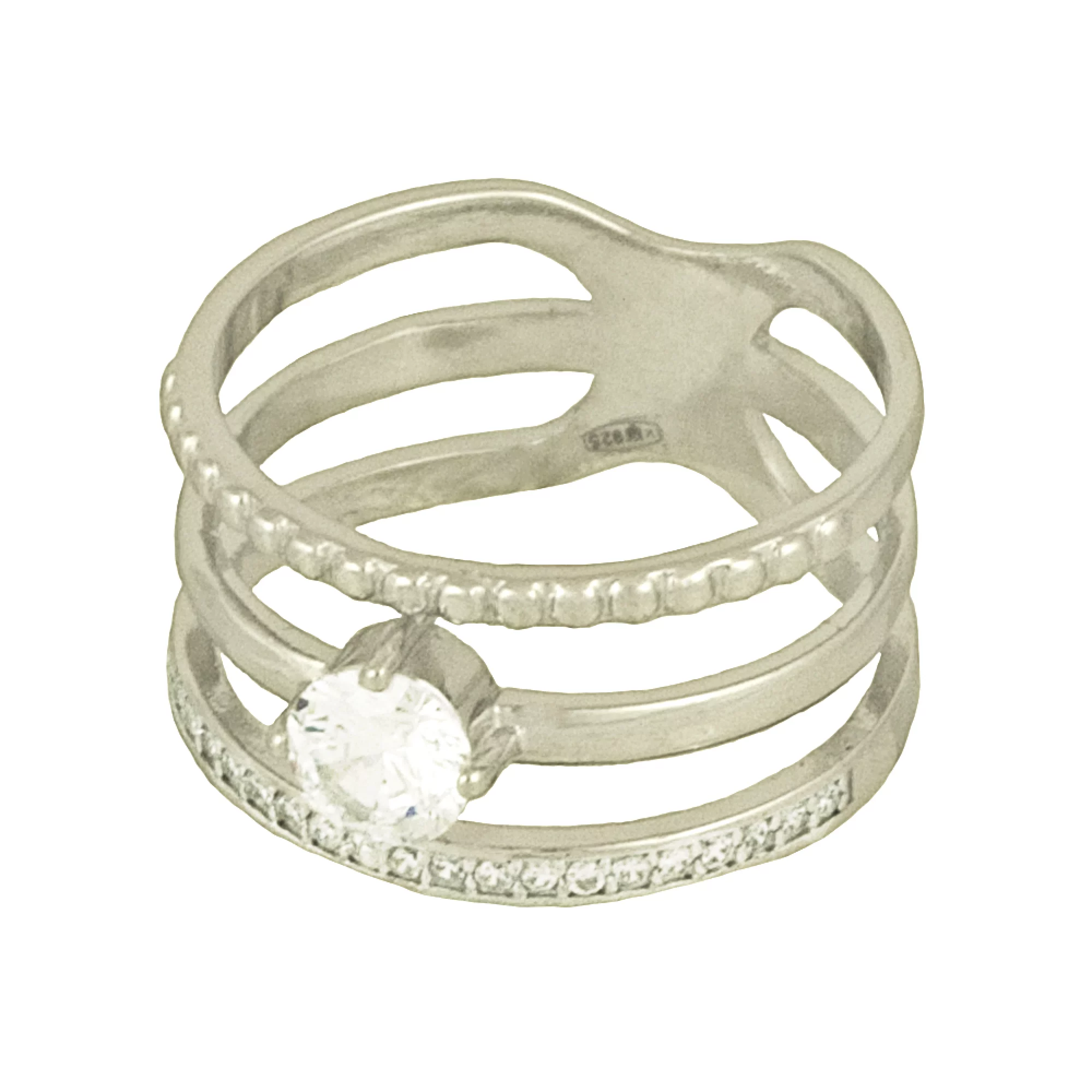 Серебряное кольцо с циркониями - 547498 – изображение 2
