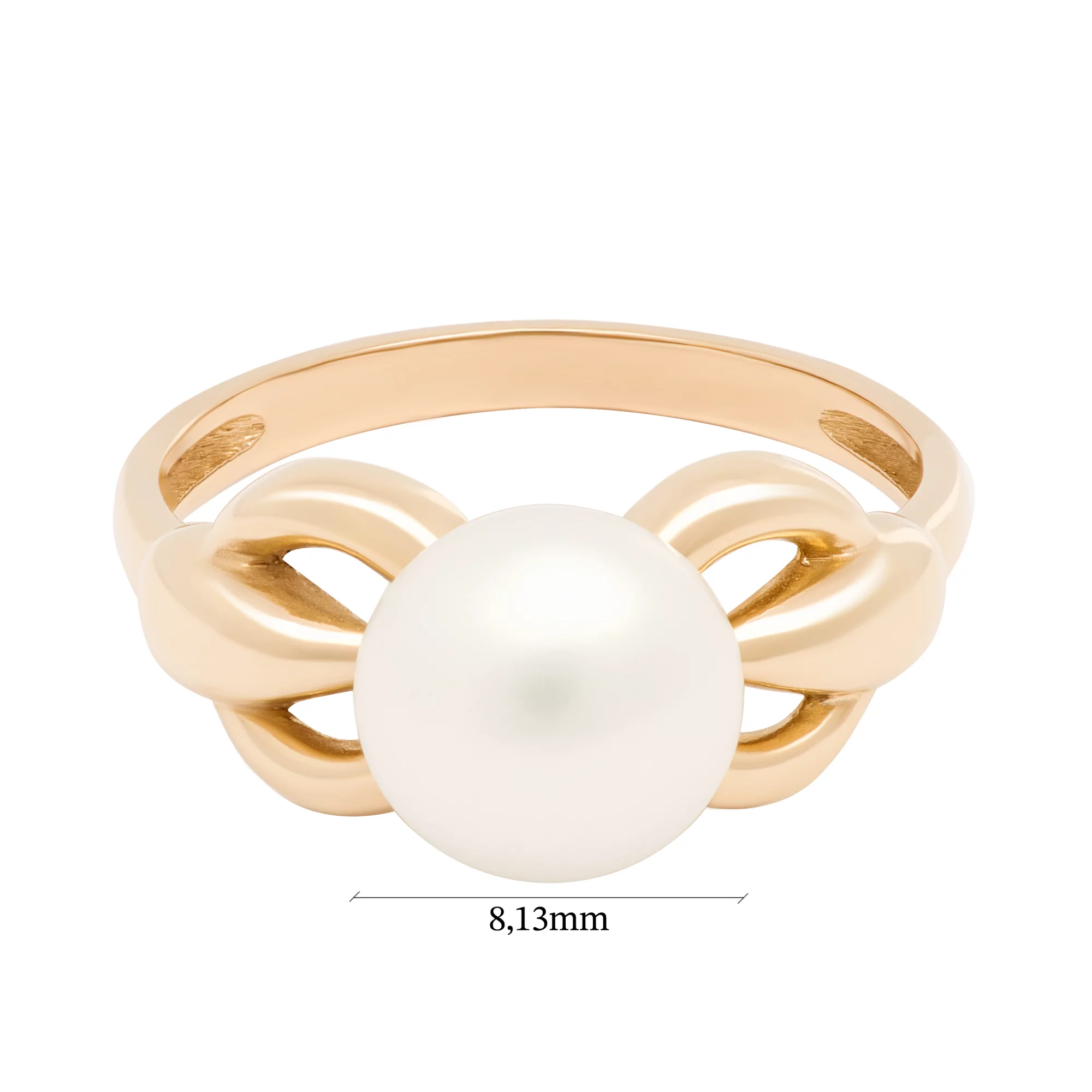Классическое кольцо с жемчужиной из красного золота - 1614901 – изображение 7