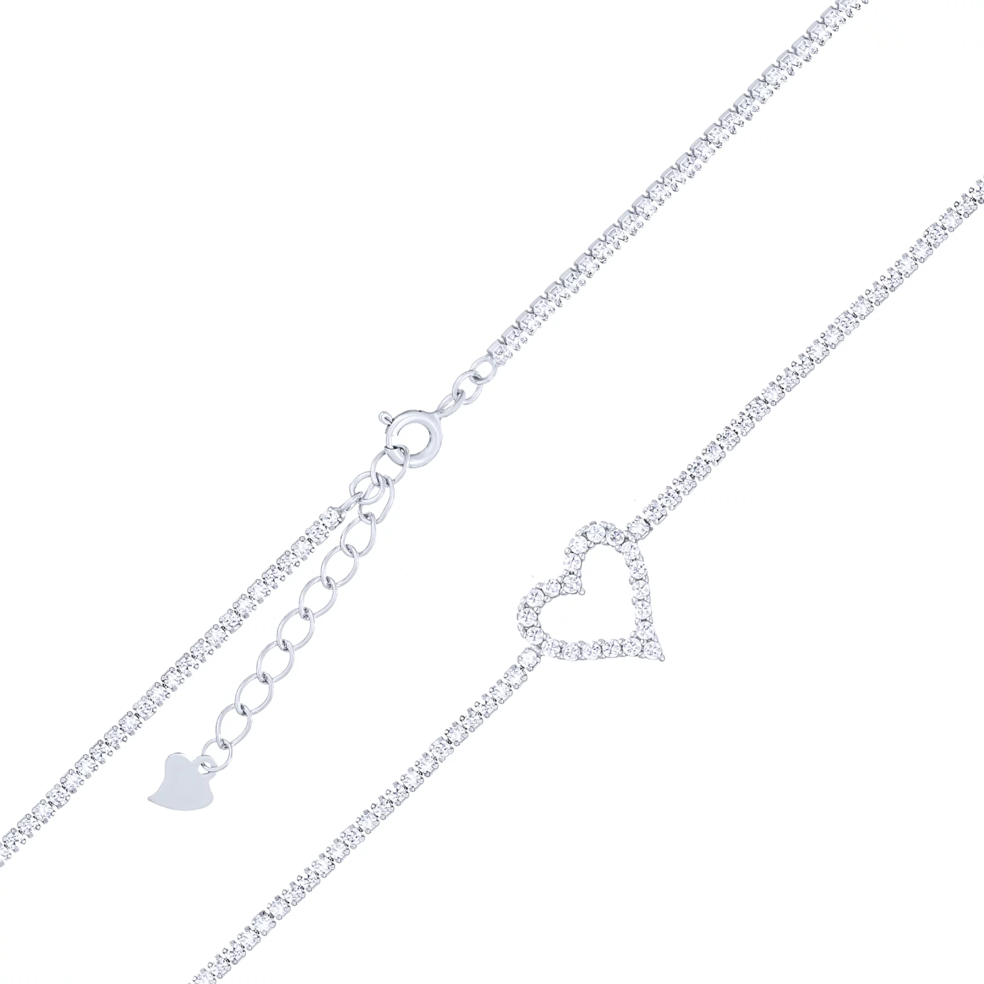 Браслет "Сердце" из серебра с дорожкой фианитов - 1760773 – изображение 2