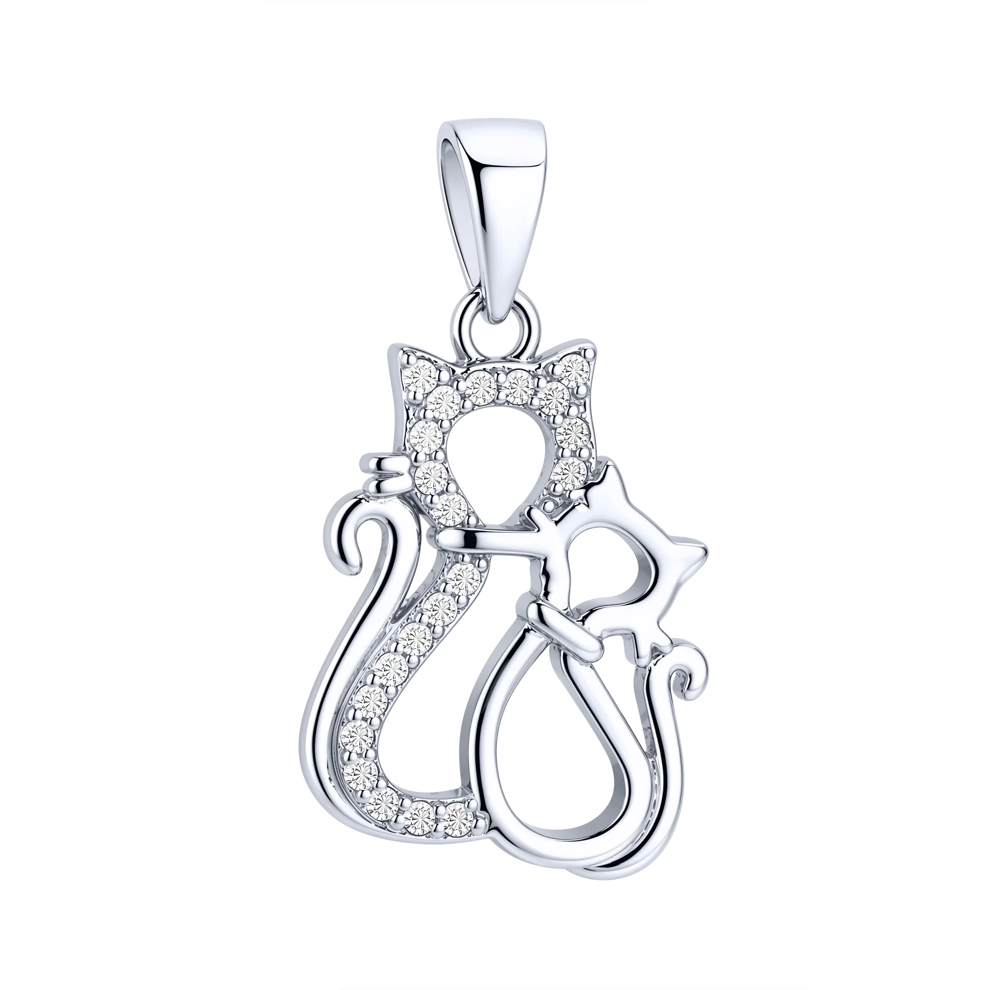 Подвес "Котики" из серебра с фианитами  - 2250363 - 1