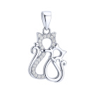 Подвес "Котики" из серебра с фианитами  - 2250363