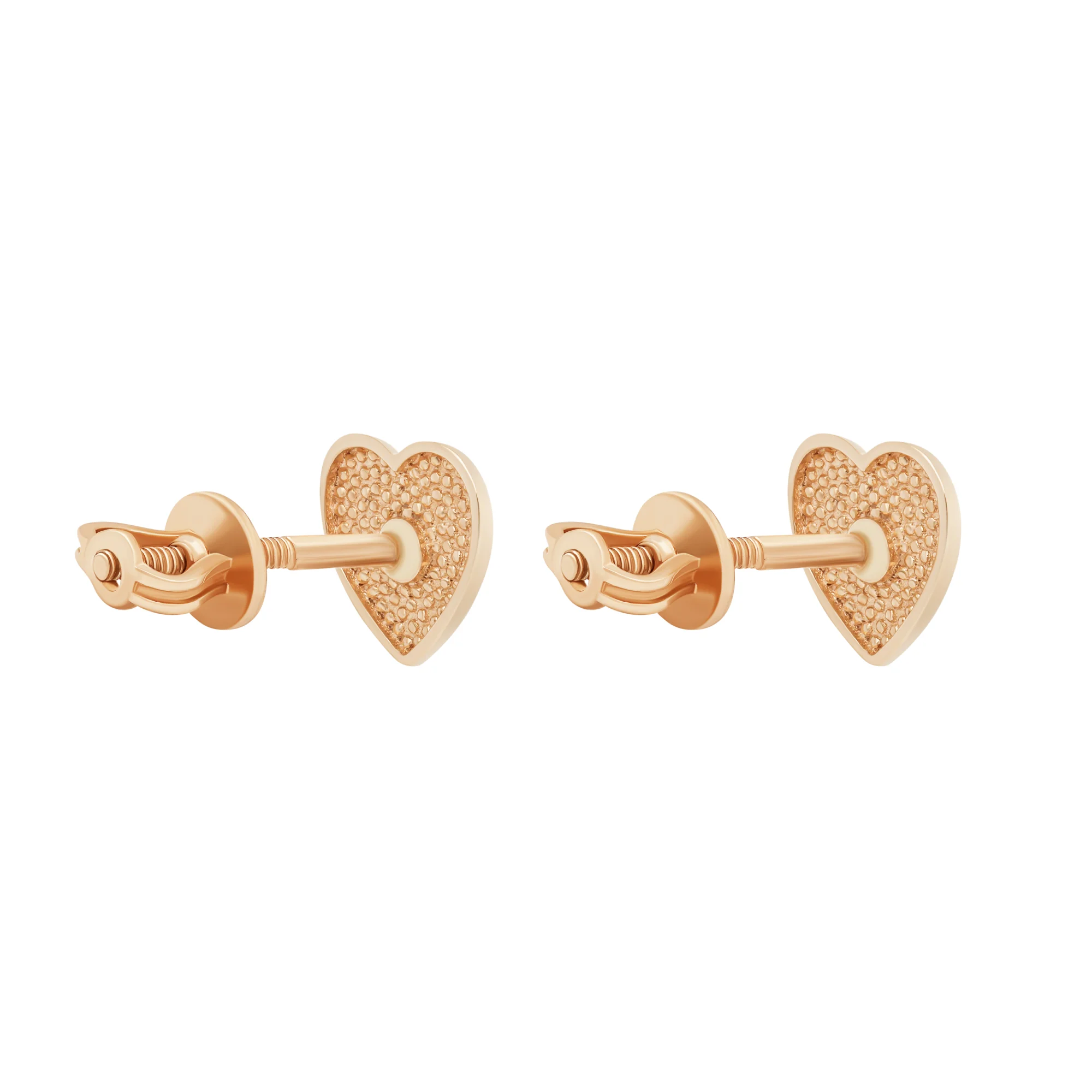 Сережки-гвоздики из красного золота "Сердечко" - 1723077 - 4