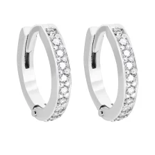 Сережки-кільця з доріжкою фіанітів срібні - 1593707