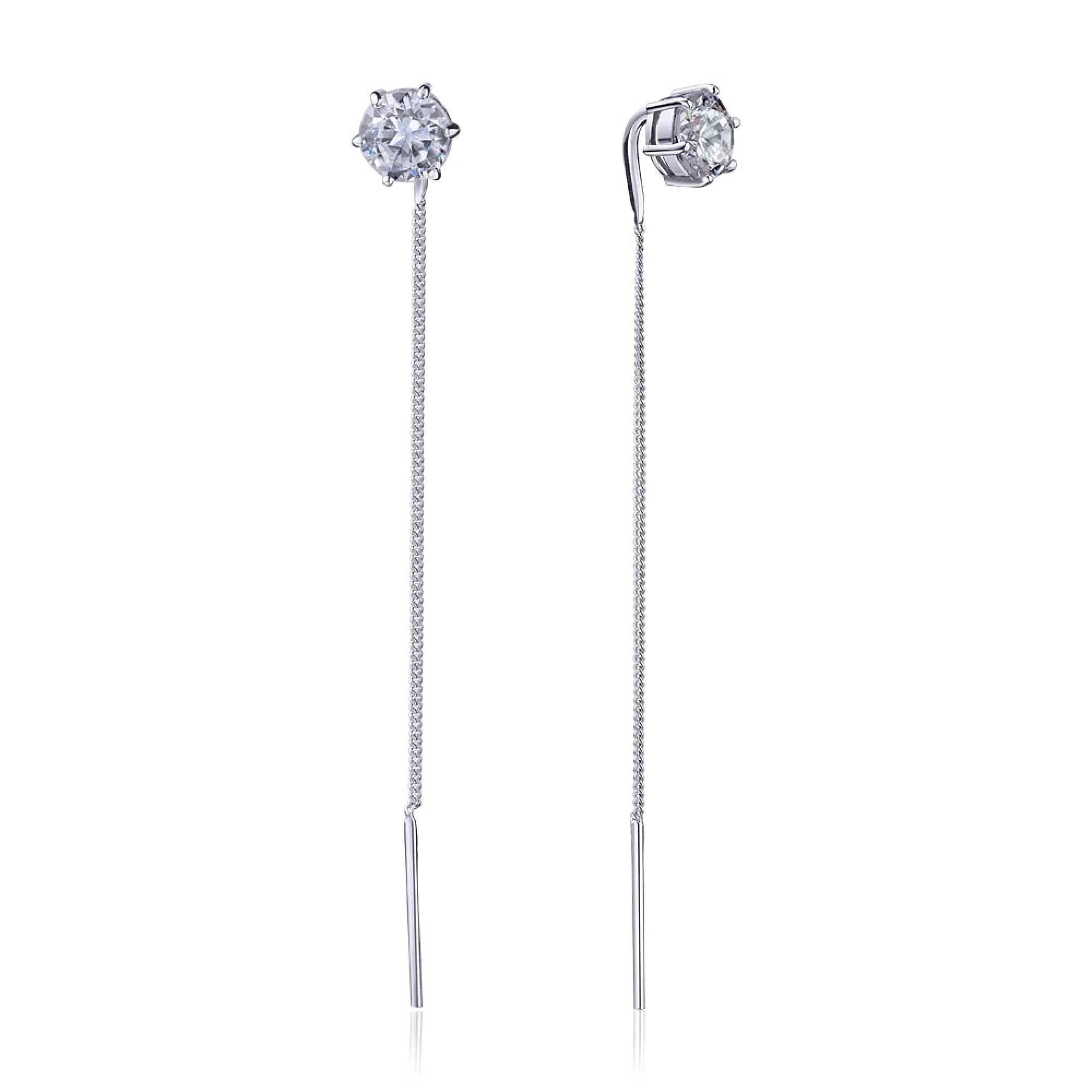 Серебряные серьги с фианитом - 411532 – изображение 1