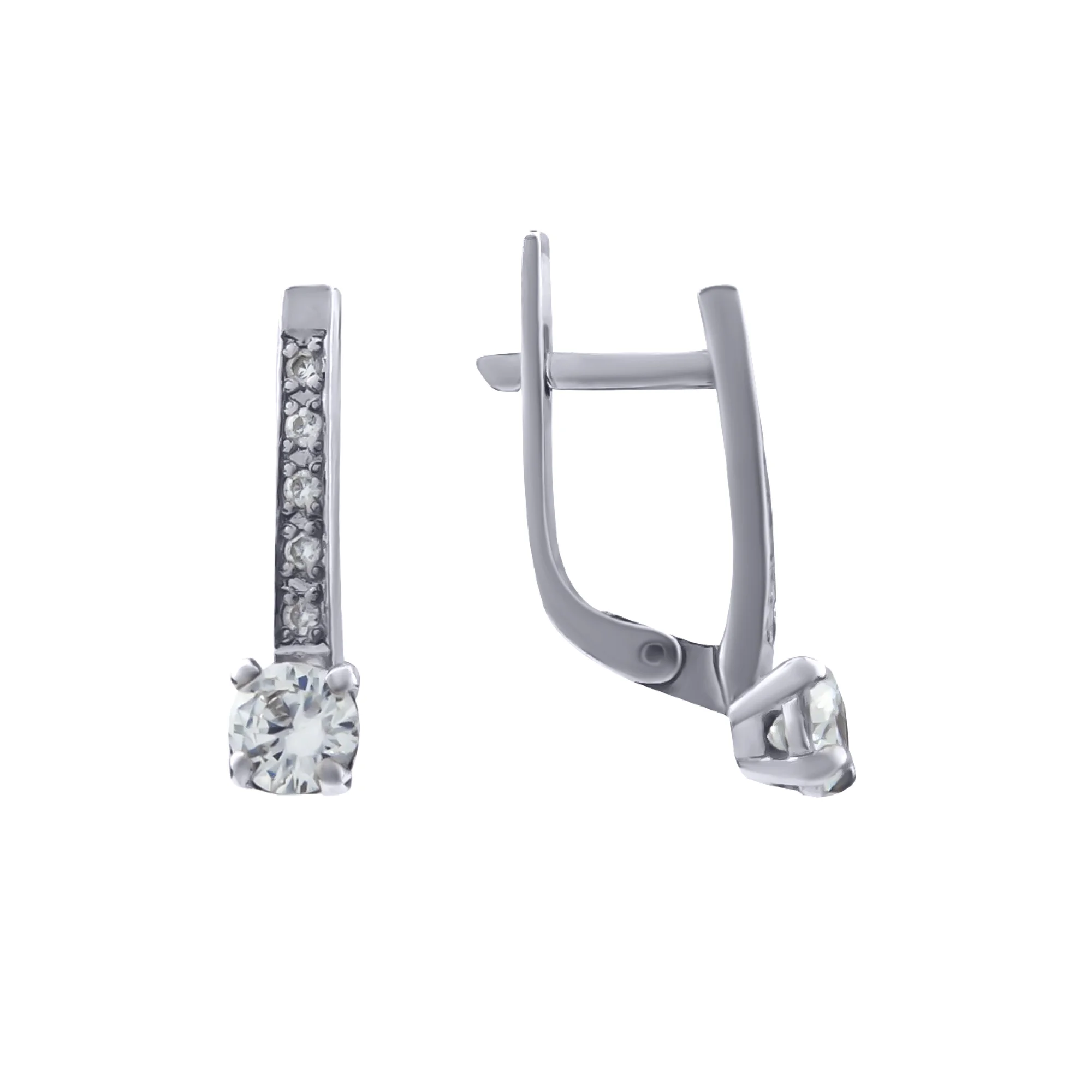 Серьги из серебра с фианитами - 964520 - 1