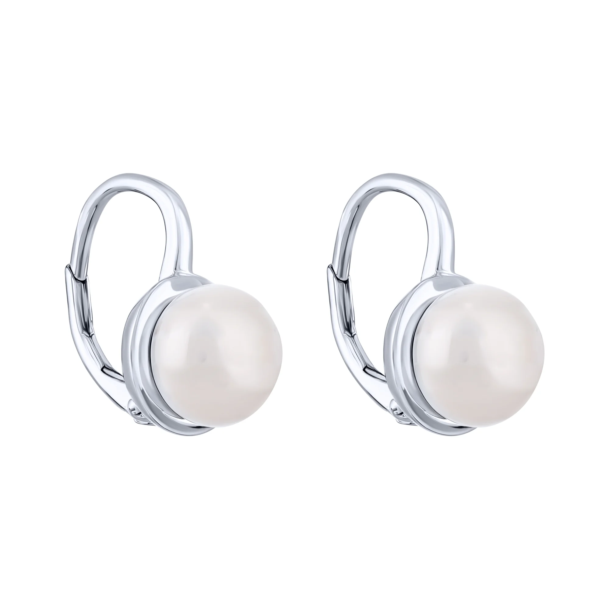 Серьги-петли из серебра с жемчугом - 1786508 - 1