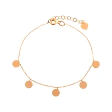 Браслет з червоного золота з монетками якірне плетіння - 962363