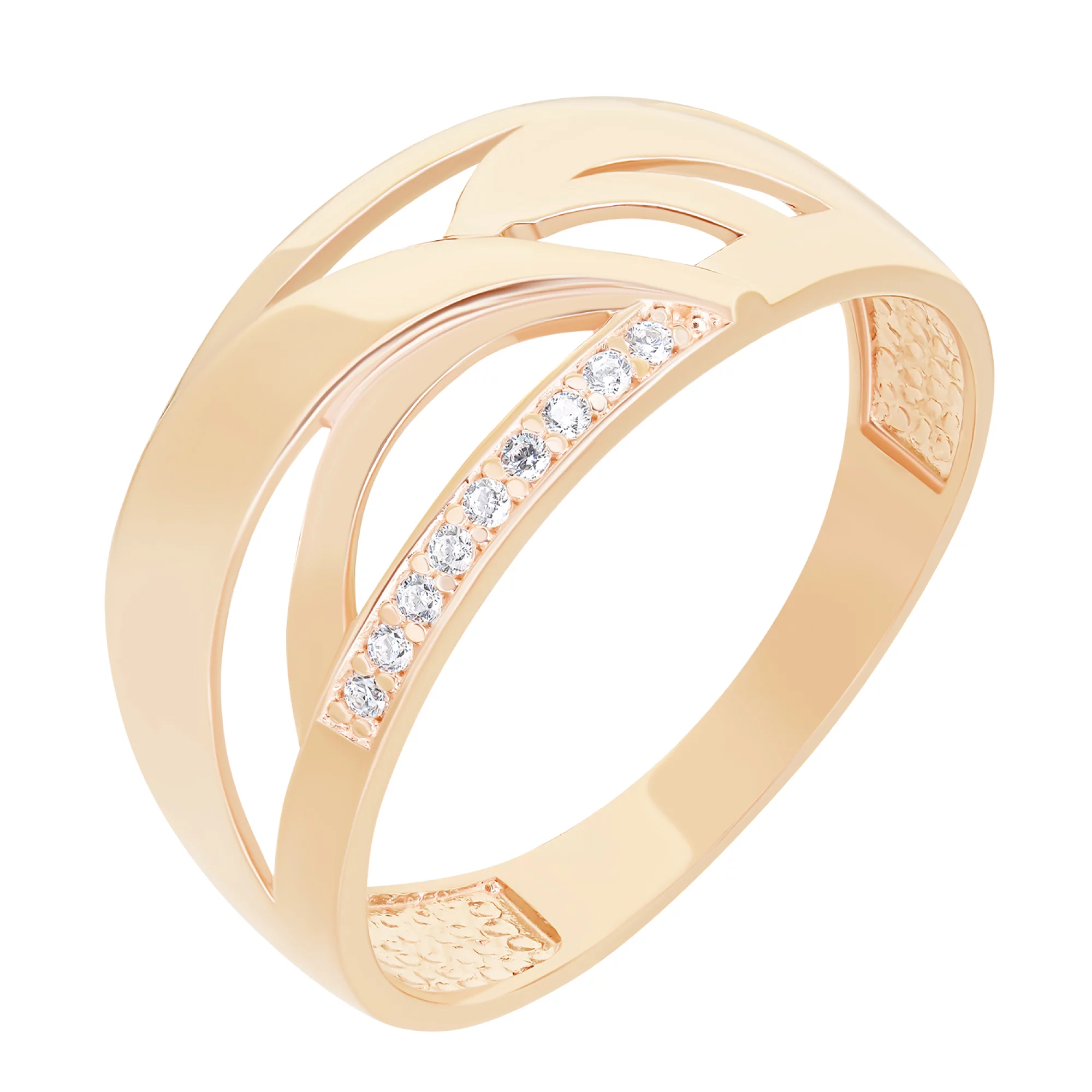 Золотое кольцо с дорожкой фианитов - 1579451 – изображение 1