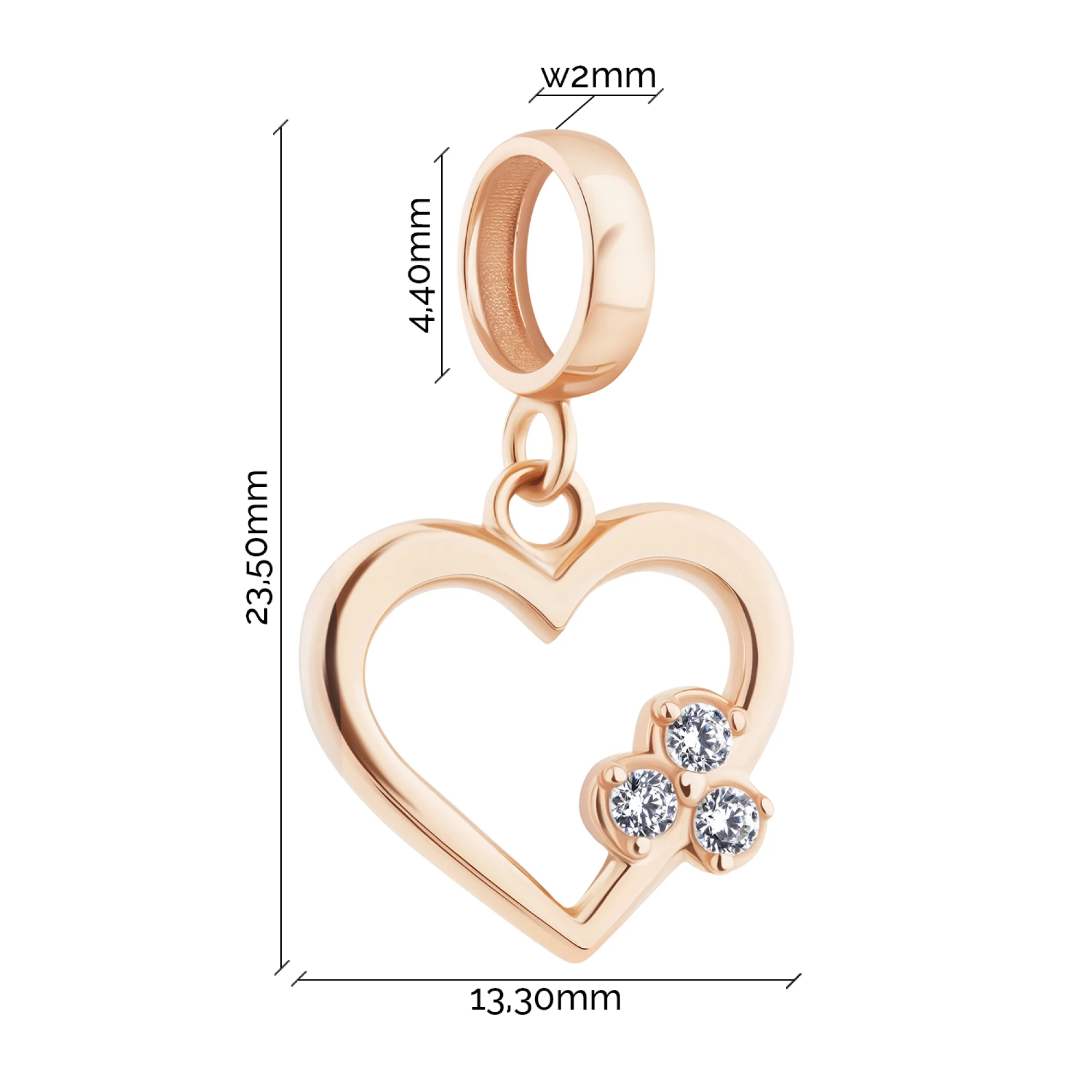 Подвес "Сердце" из красного золота с фианитами - 2135900 - 2