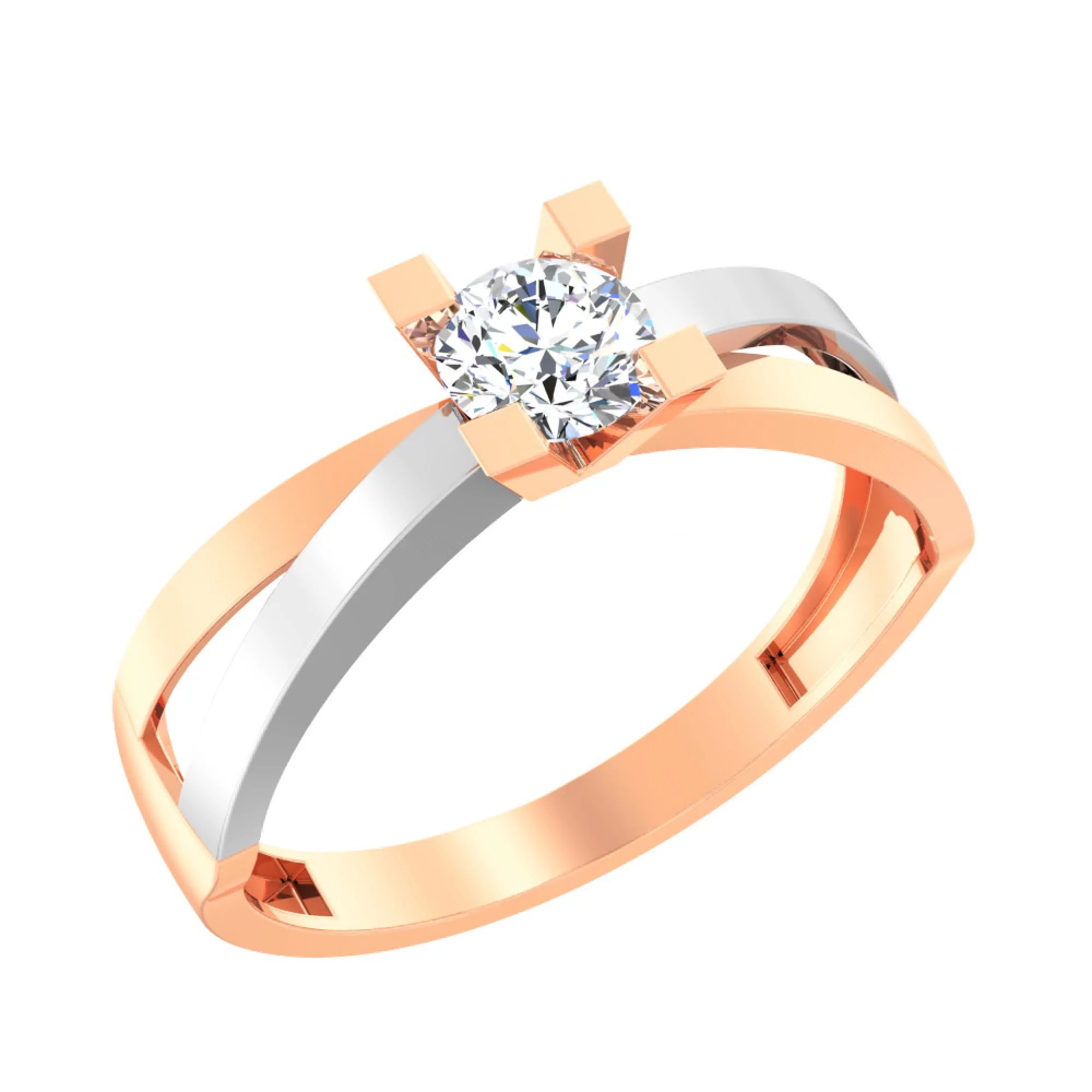 Золотое кольцо с фианитом - 585307 – изображение 1