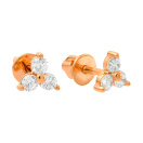 Сережки-гвоздики из красного золота с фианитами - 962938
