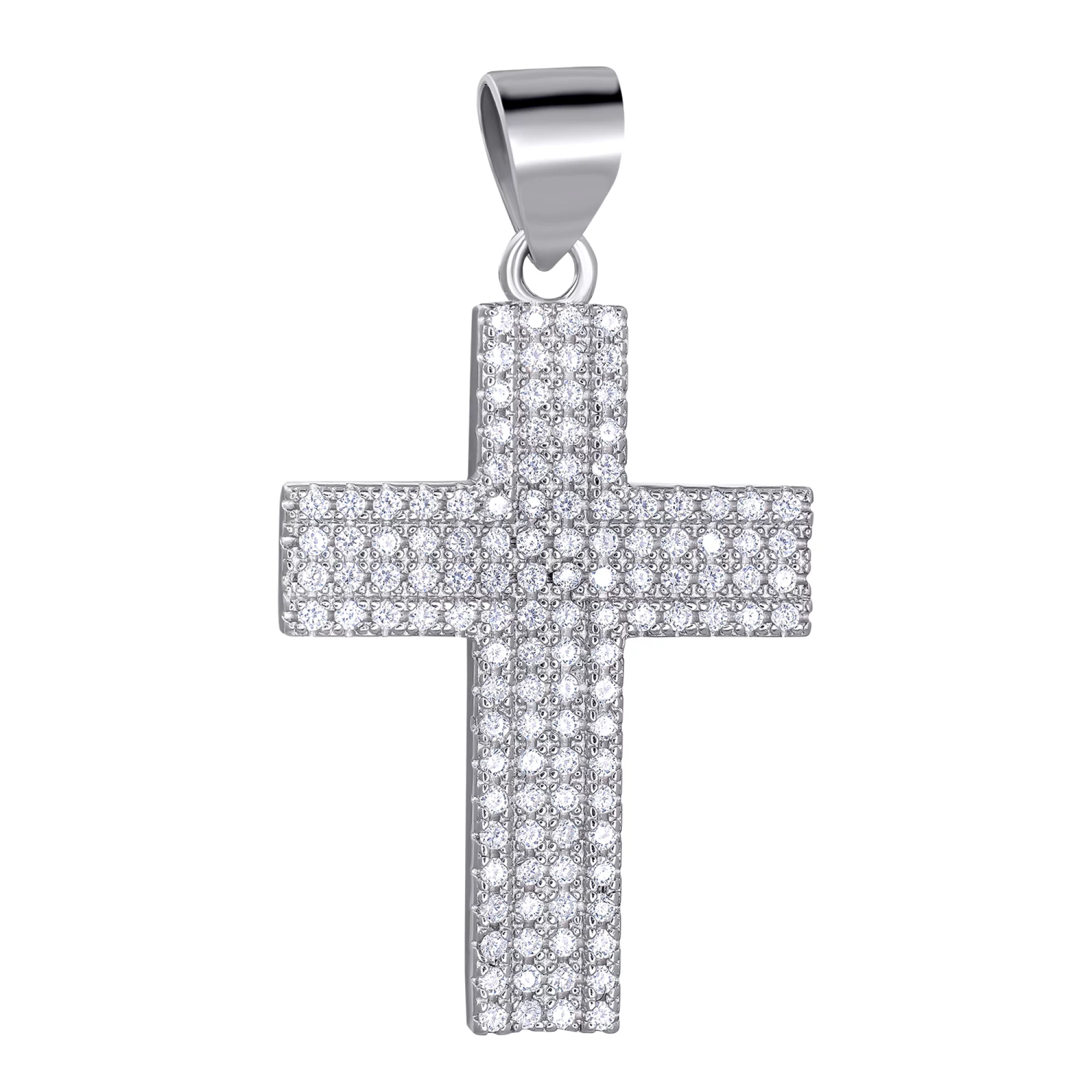 Крестик из серебра с фианитом - 1468755 – изображение 1