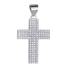 Хрестик декоративний зі срібла з фіанітами - 1468755