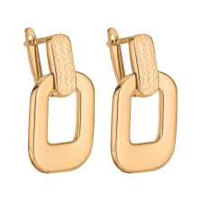 Сережки у червоному золоті з підвісом "Геометрія" з алмазною гранню - 2162895