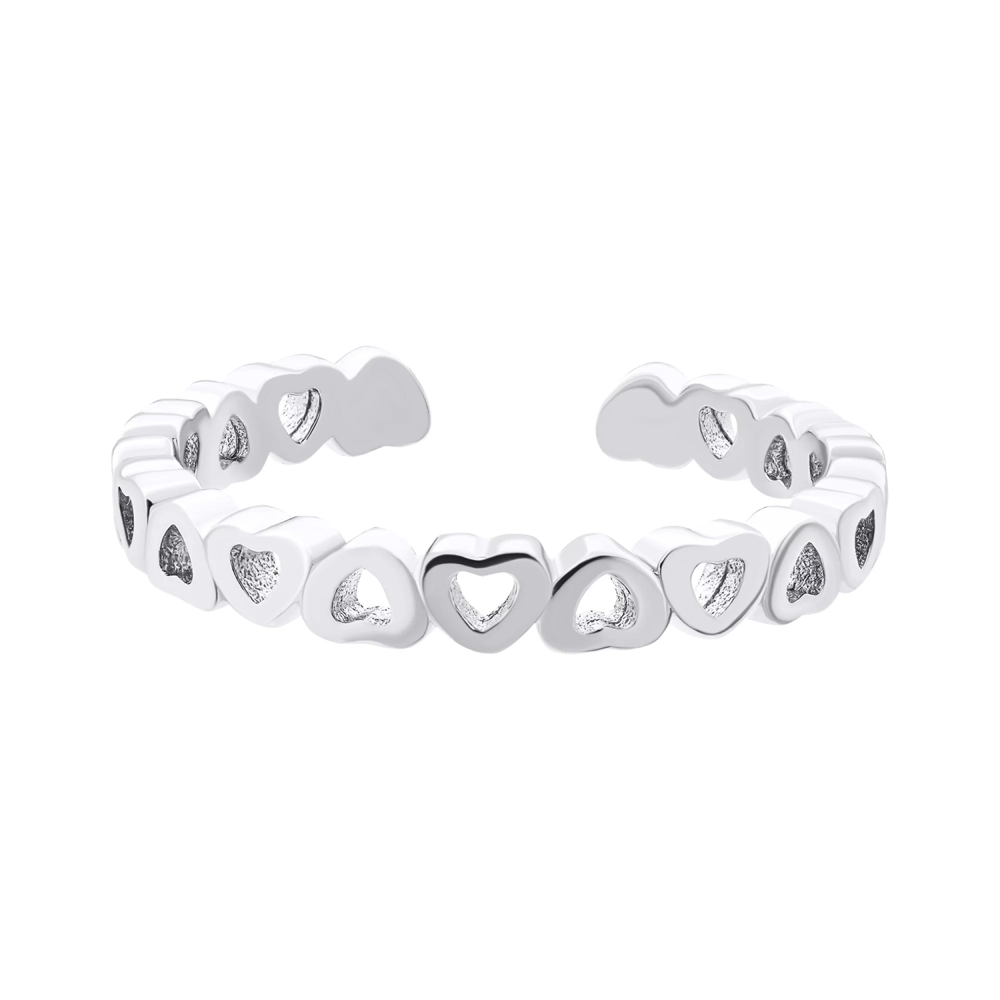 Кольцо из серебра с сердечками - 1520547 – изображение 2