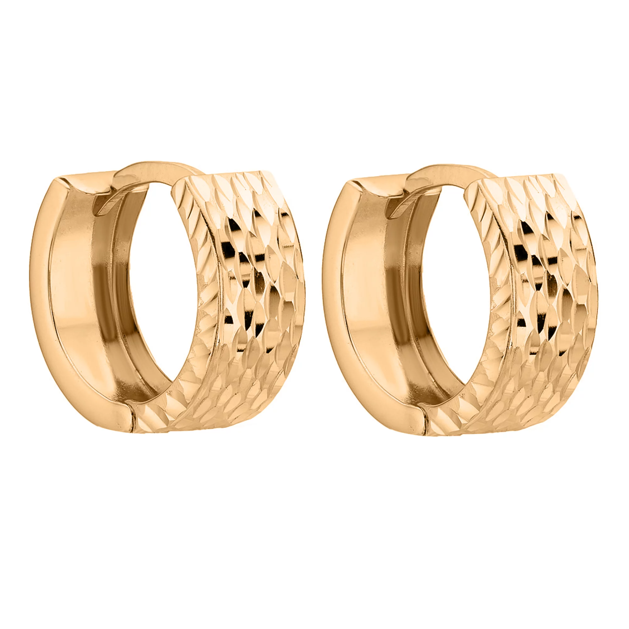 Серьги-кольца в красном золоте с алмазной гранью - 1694227 – изображение 1