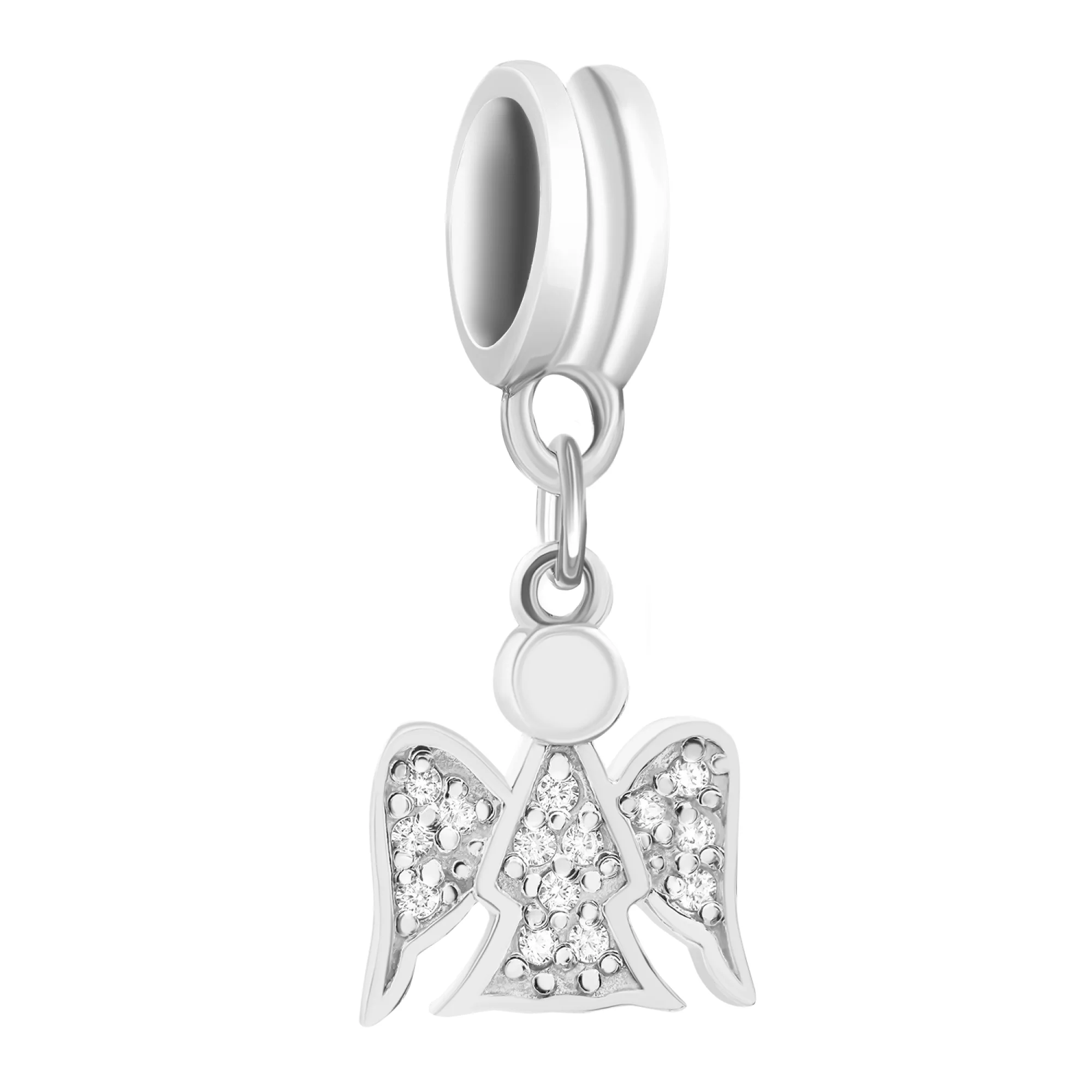 Серебряная подвеска "Ангел" с фианитами - 1521063 – изображение 1