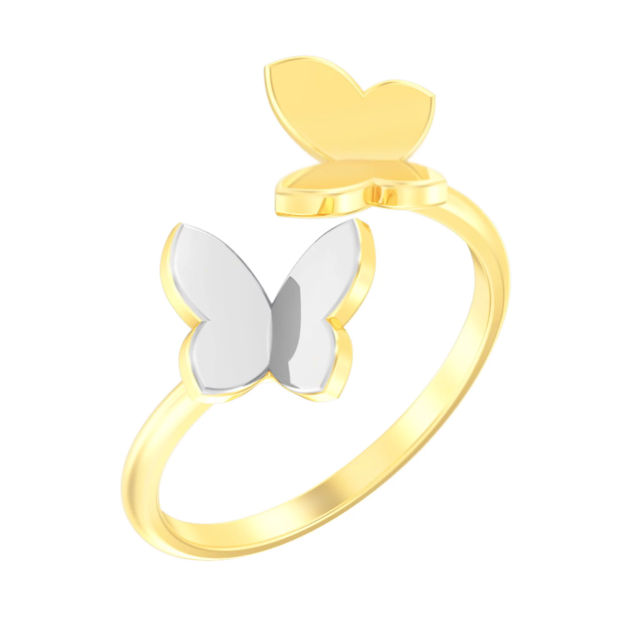 Кольцо из комбинированного золота "Бабочки" - 959324 – изображение 1