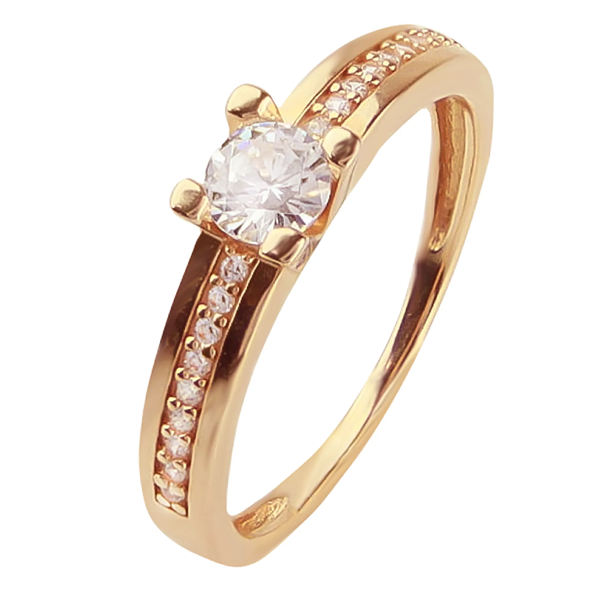 Золотое кольцо с фианитами - 773350 – изображение 1