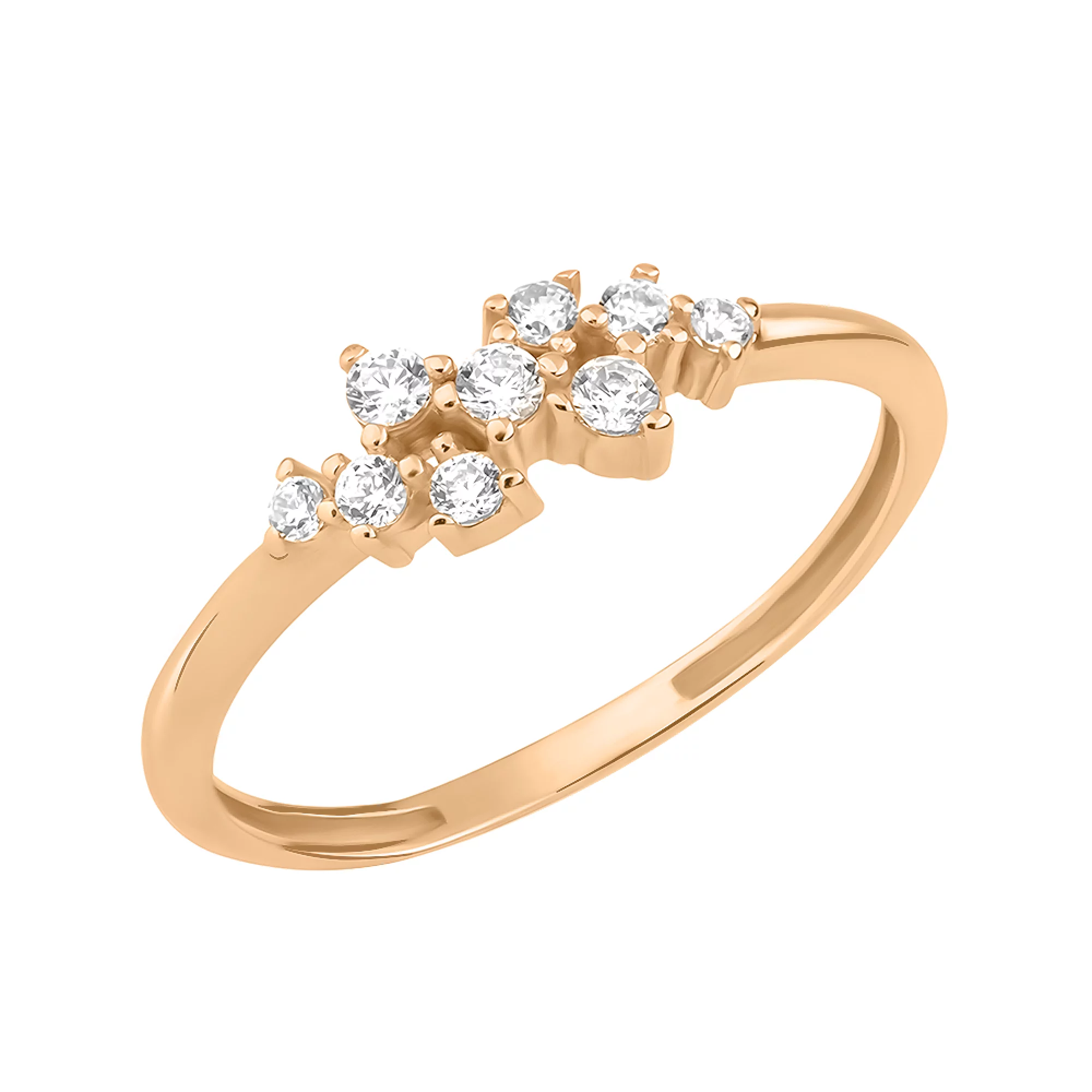 Золотое тонкое кольцо с фианитами - 1519366 – изображение 1
