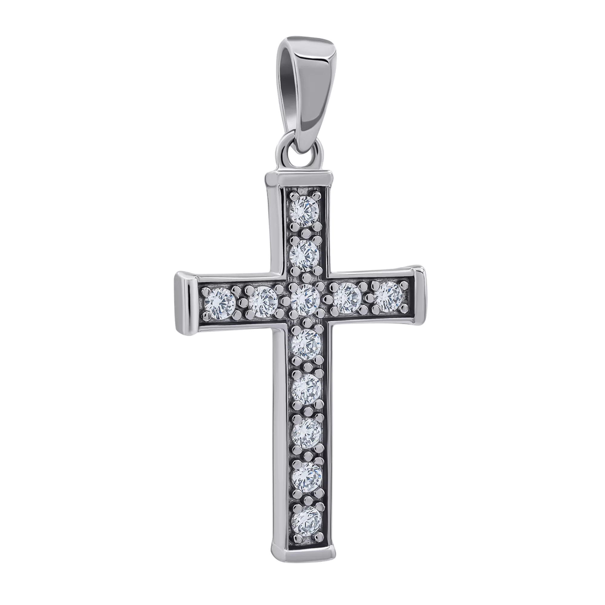 Крестик серебряный с фианитом - 1265183 – изображение 1