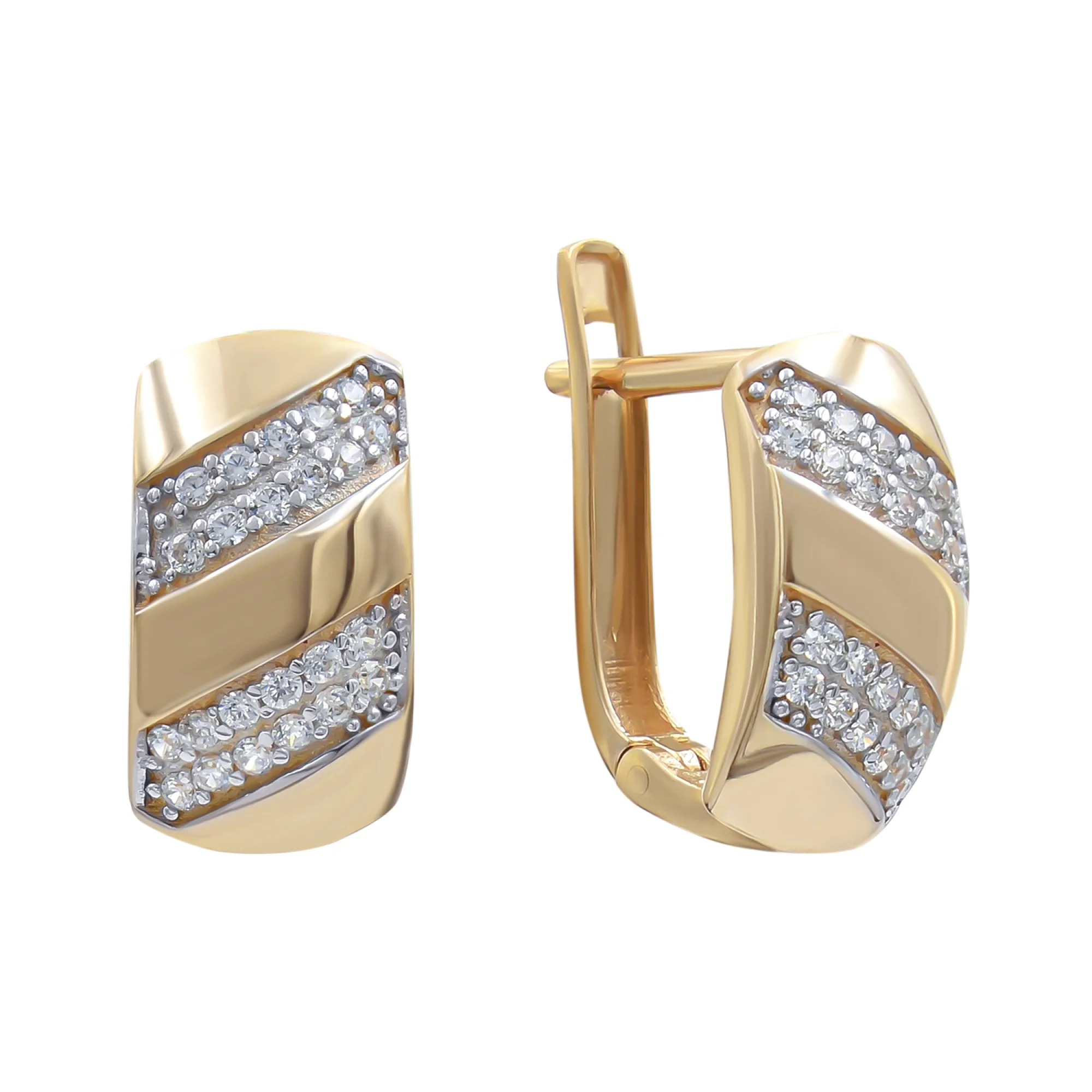 Сережки с фианитом в красном золоте - 770782 - 1