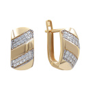 Сережки с фианитом в красном золоте - 770782