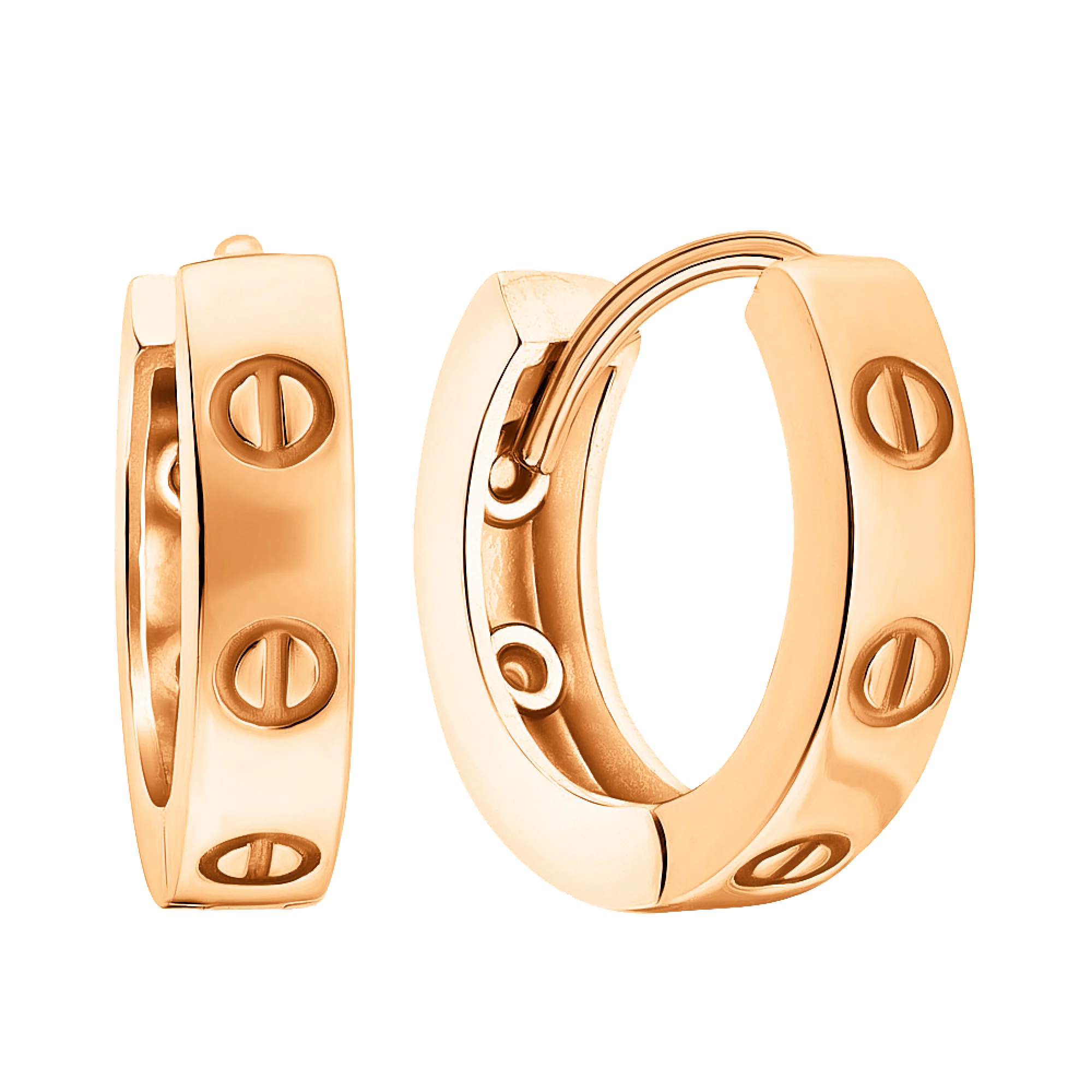 Сережки-кольца из красного золота "Love" - 947846 – изображение 1