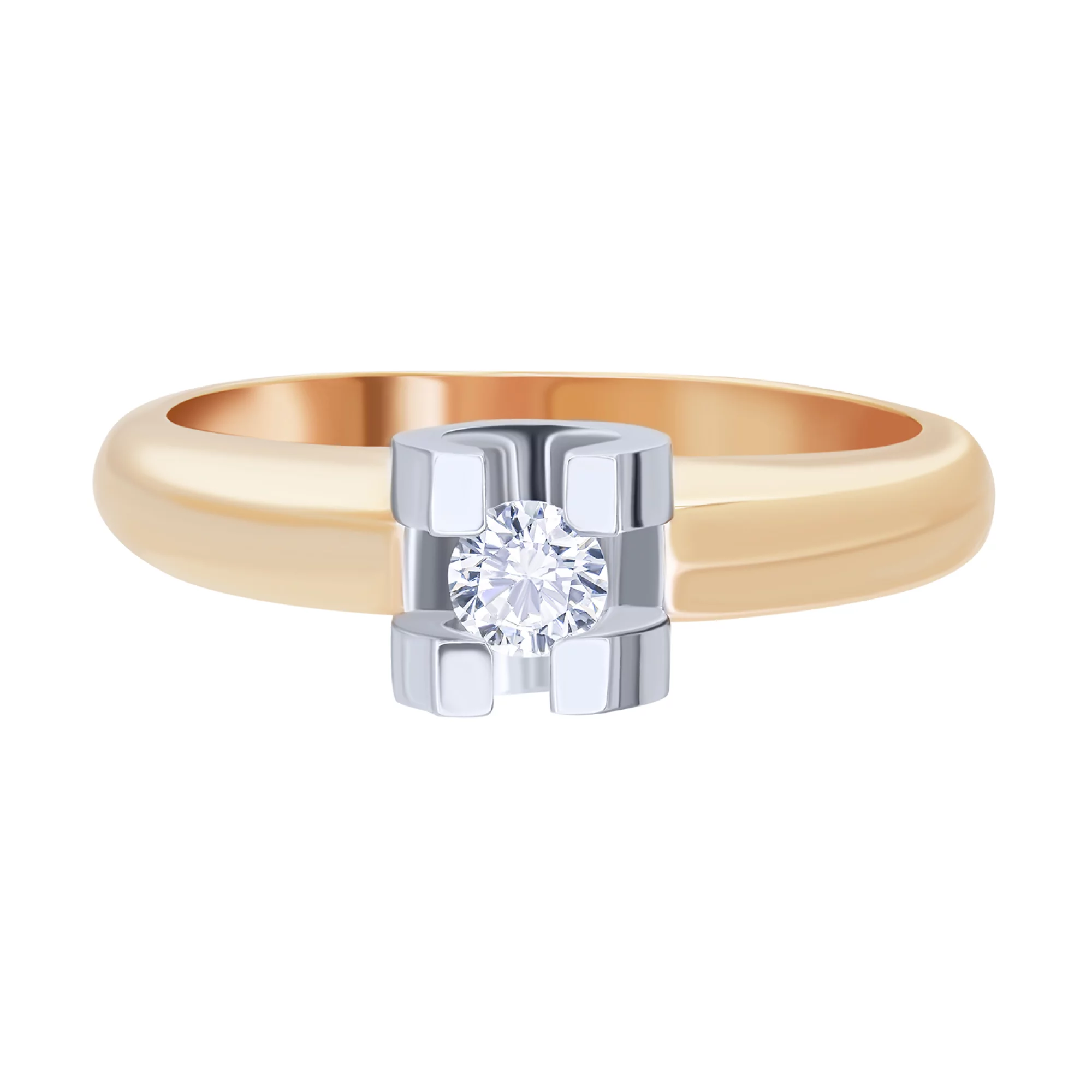 Помолвочное кольцо из красного золота с бриллиантом - 1562370 – изображение 5