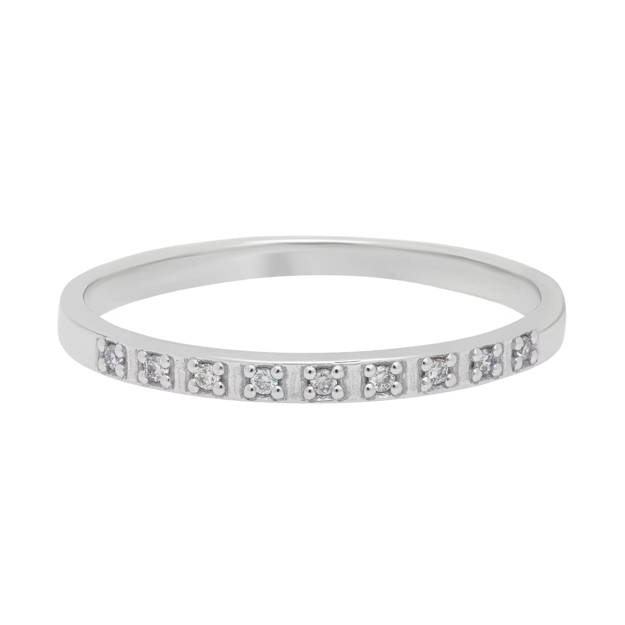 Тонкое кольцо с дорожкой бриллиантов из белого золота - 1644743 – изображение 4