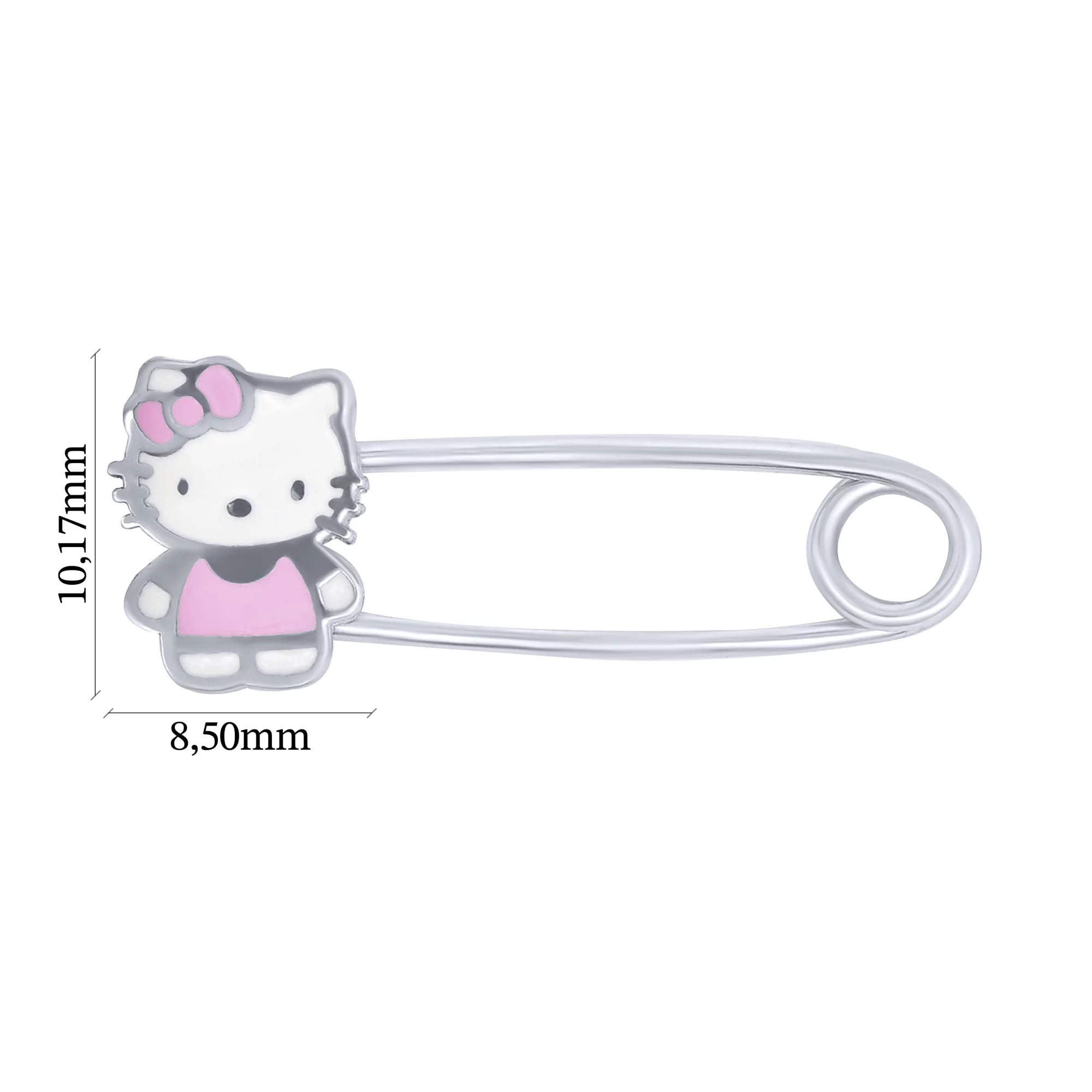 Срібна шпилька "Hello Kitty" з емаллю - 1685967 – зображення 2