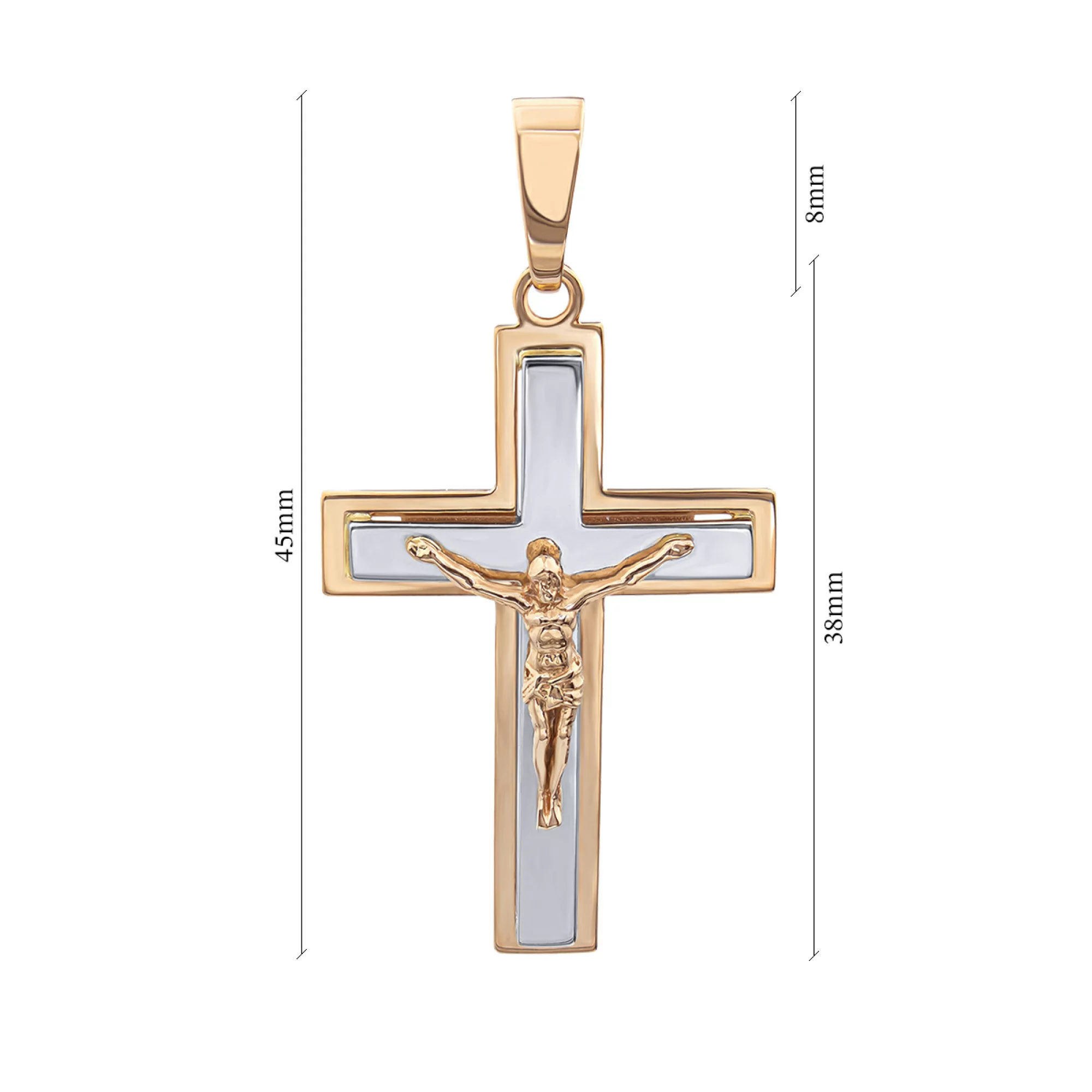 Крестик из комбинированного золота - 815794 – изображение 3