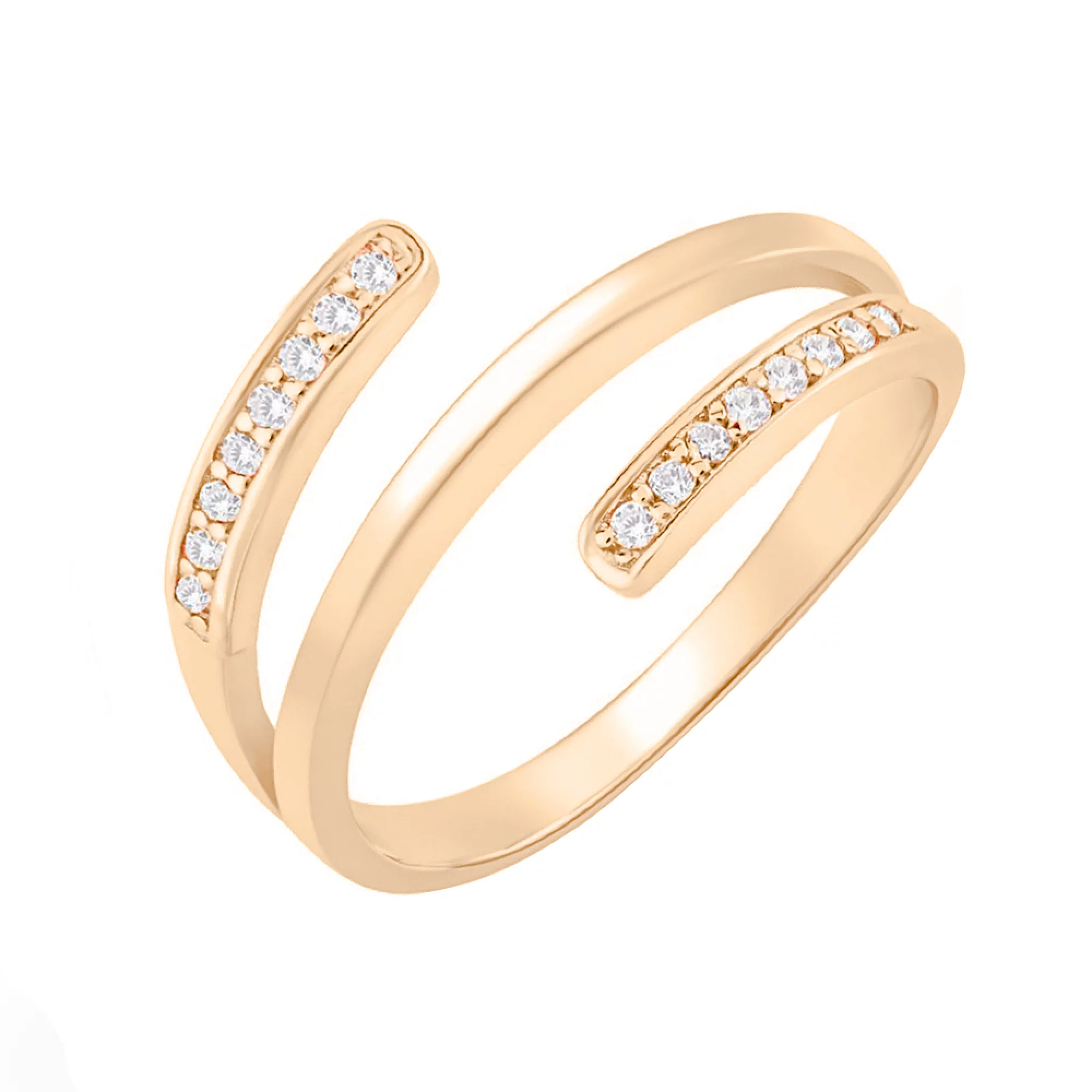 Золотое кольцо в красном золоте с дорожкой фианитов - 1584071 – изображение 1