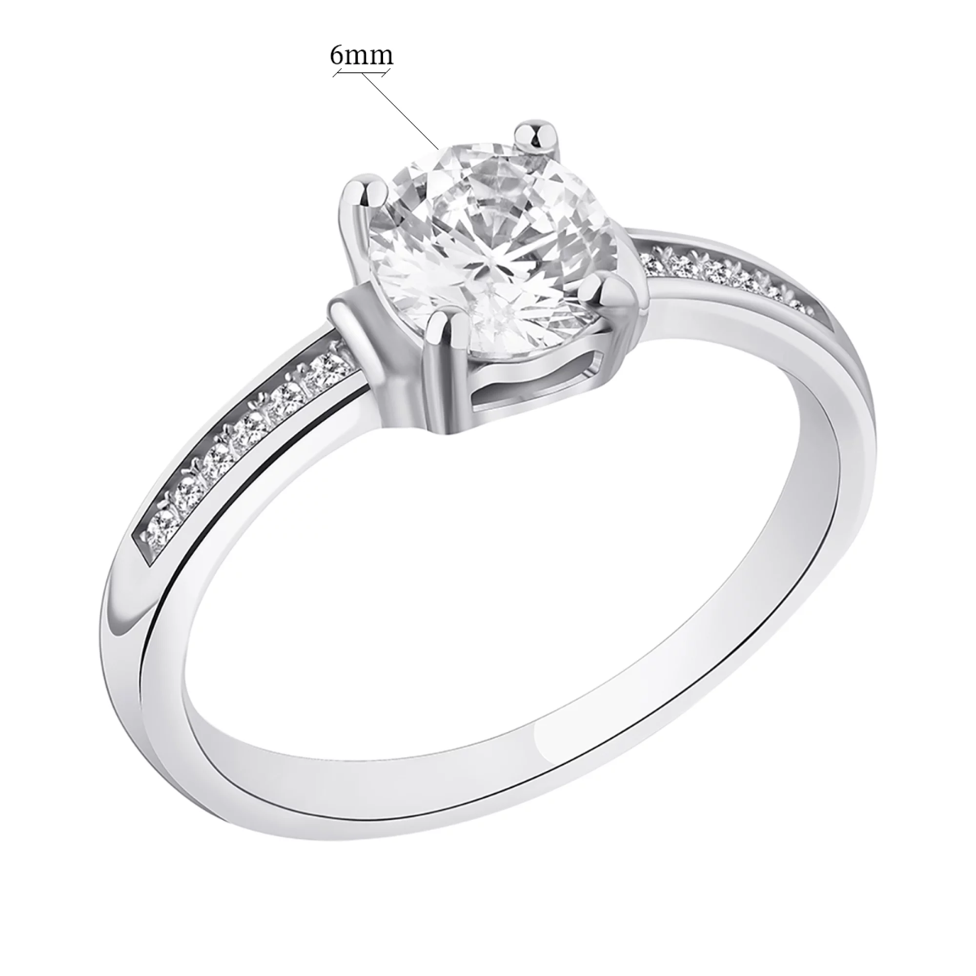 Серебряное кольцо с фианитом - 1306315 – изображение 2