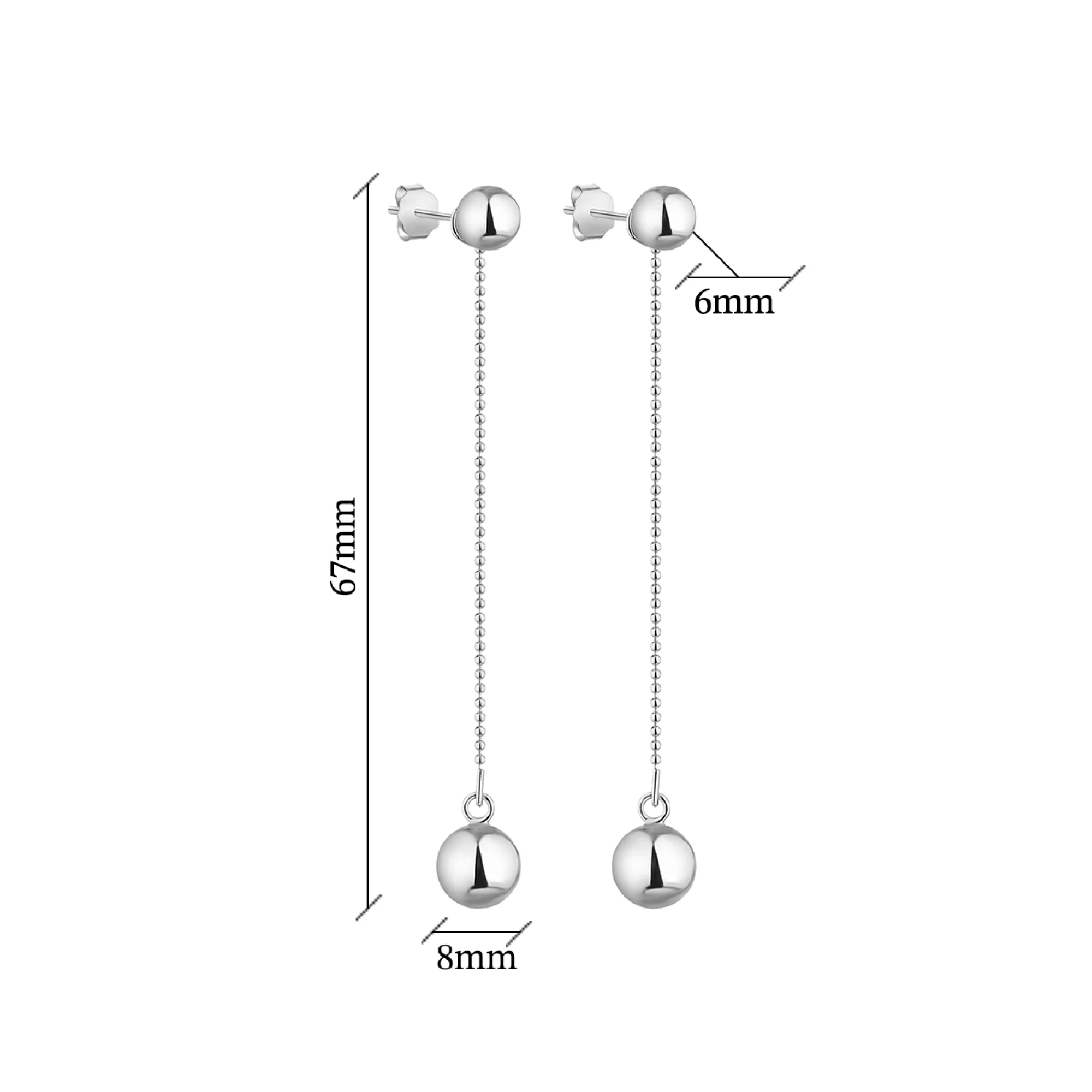 Серьги-гвоздики в серебра с подвесами "Шары" - 1558854 – изображение 2