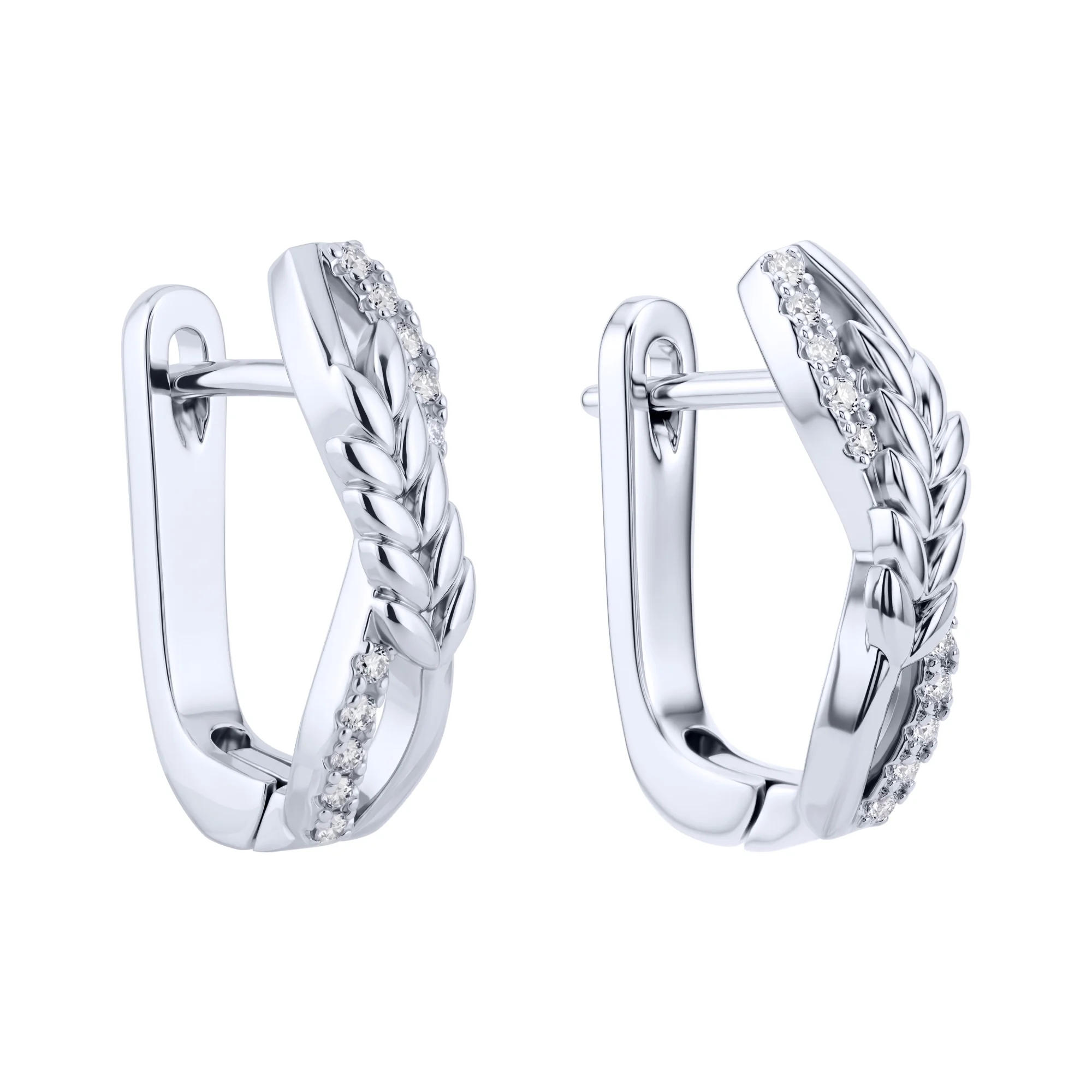 Серебряные серьги "Колосок" с фианитами - 2227744 - 1