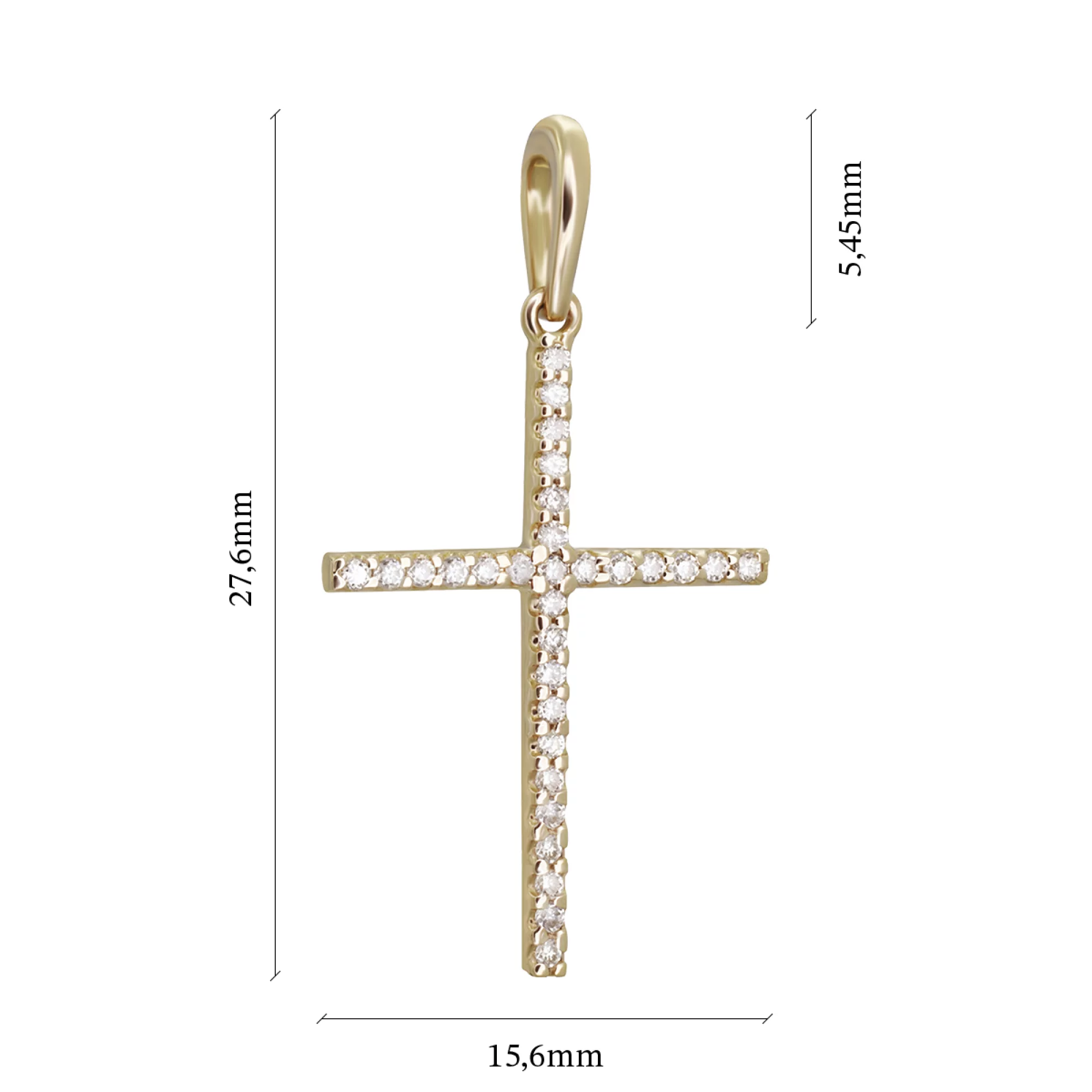 Хрестик з червоного золота з фіанітами - 896984 – зображення 2