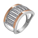 Кольцо из серебра с фианитами - 411073